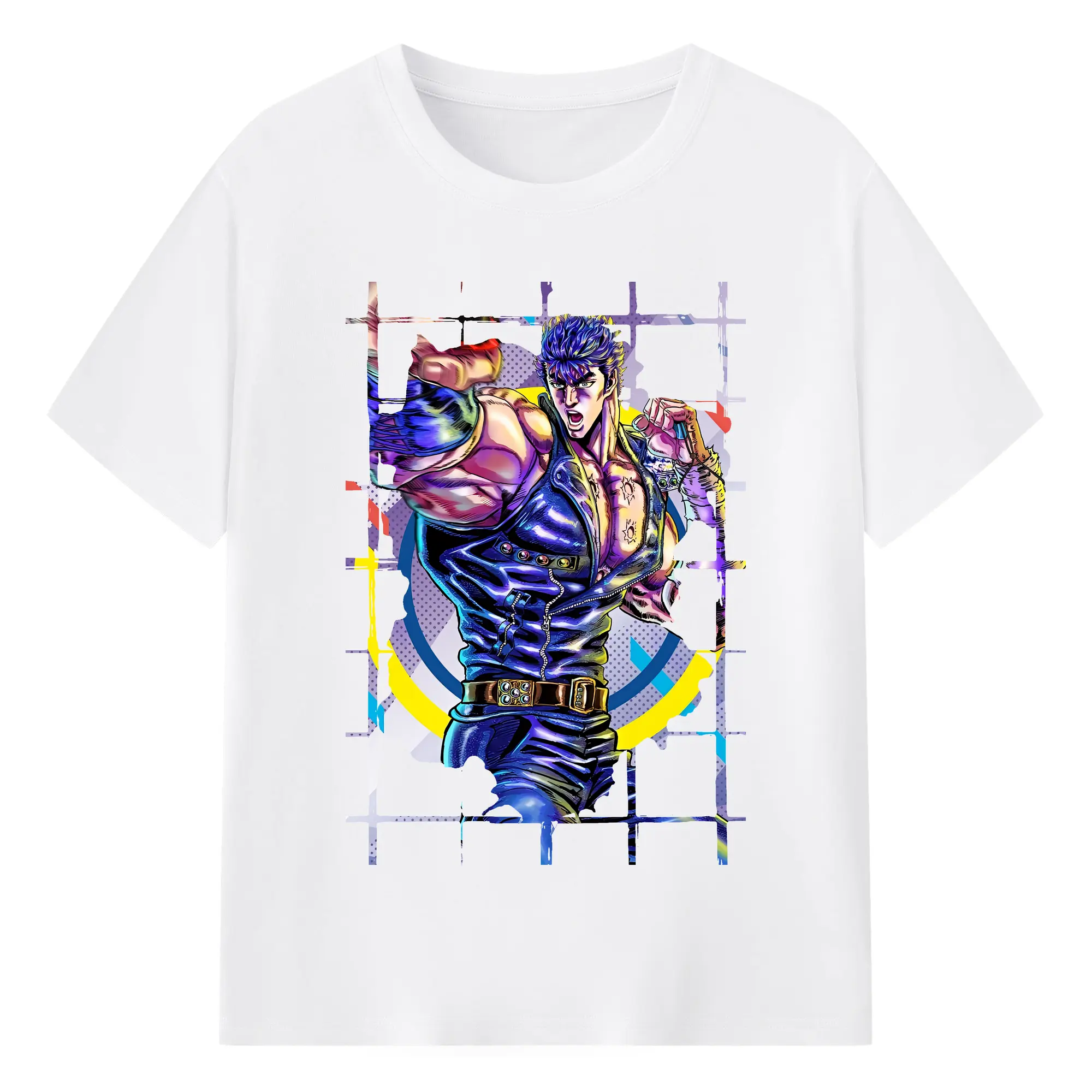 北斗の拳 グッズ,ケンシロウ - 綿100％ 半袖Tシャツ ・ フロントプリント ・ 快適 通気性 ・ 日常使い 散歩 スポーツ用