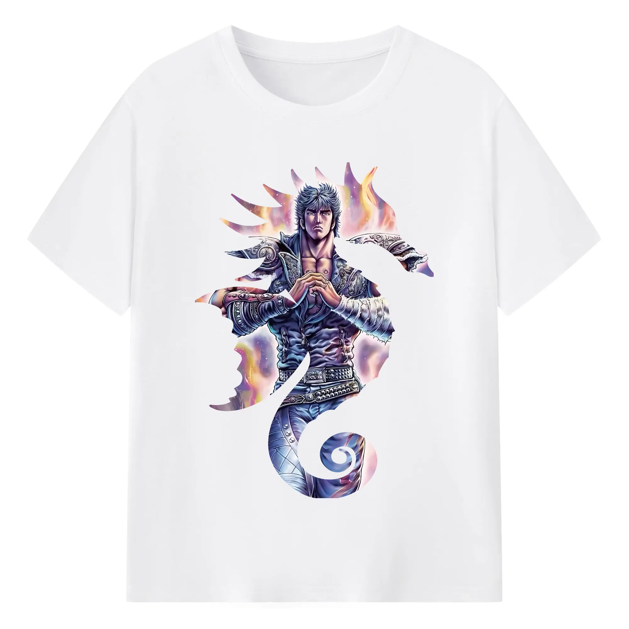 北斗の拳 グッズ,ケンシロウ - 綿100％ 半袖Tシャツ ・ フロントプリント ・ 快適 通気性 ・ 日常使い 散歩 スポーツ用