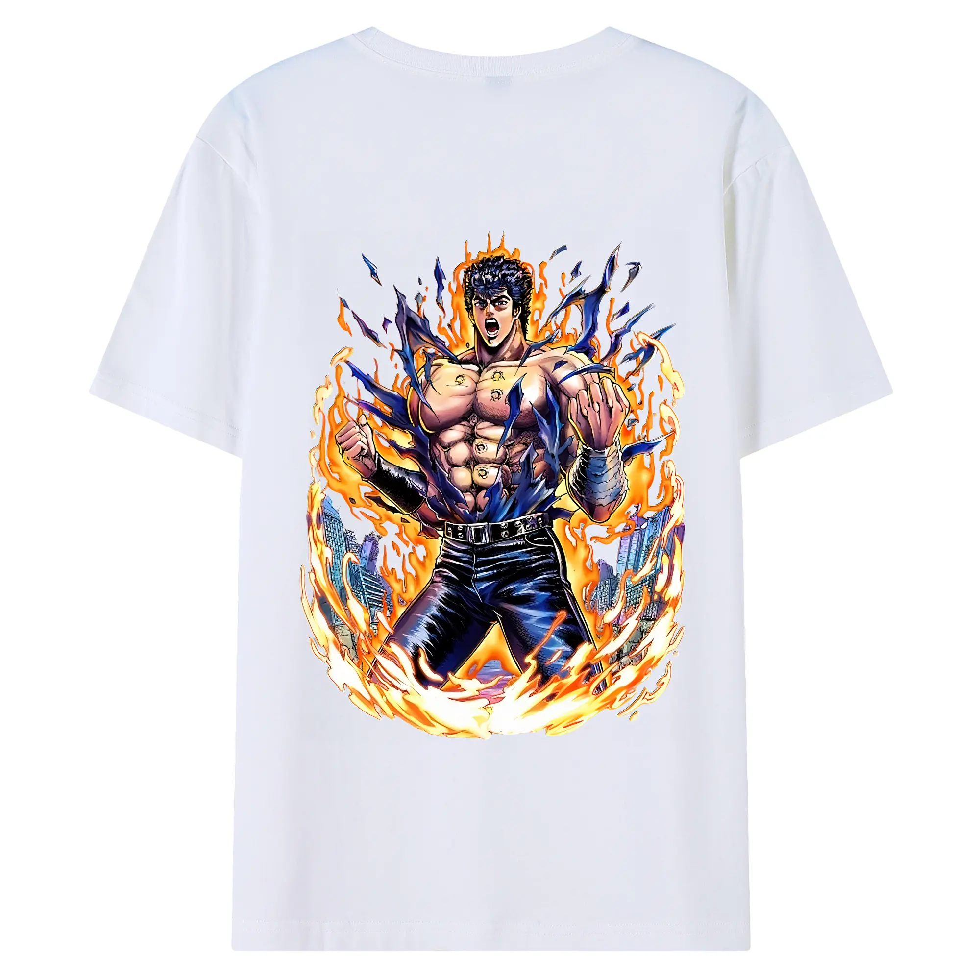 北斗の拳 グッズ,ケンシロウ - 綿100％ 半袖Tシャツ ・ バックプリント ・ 快適 通気性 ・ 日常使い 散歩 スポーツ用