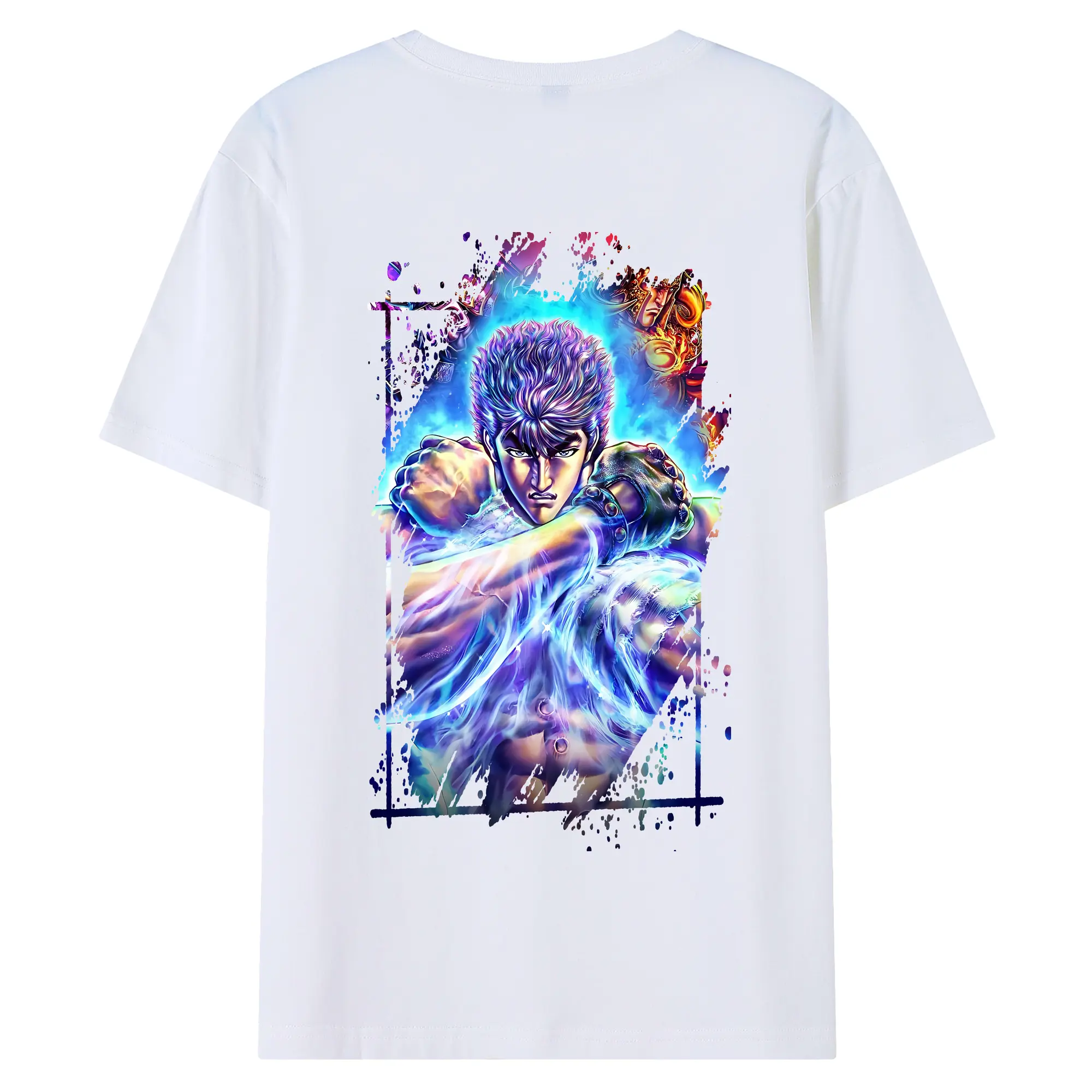 北斗の拳 グッズ,ケンシロウ - 綿100％ 半袖Tシャツ ・ バックプリント ・ 快適 通気性 ・ 日常使い 散歩 スポーツ用