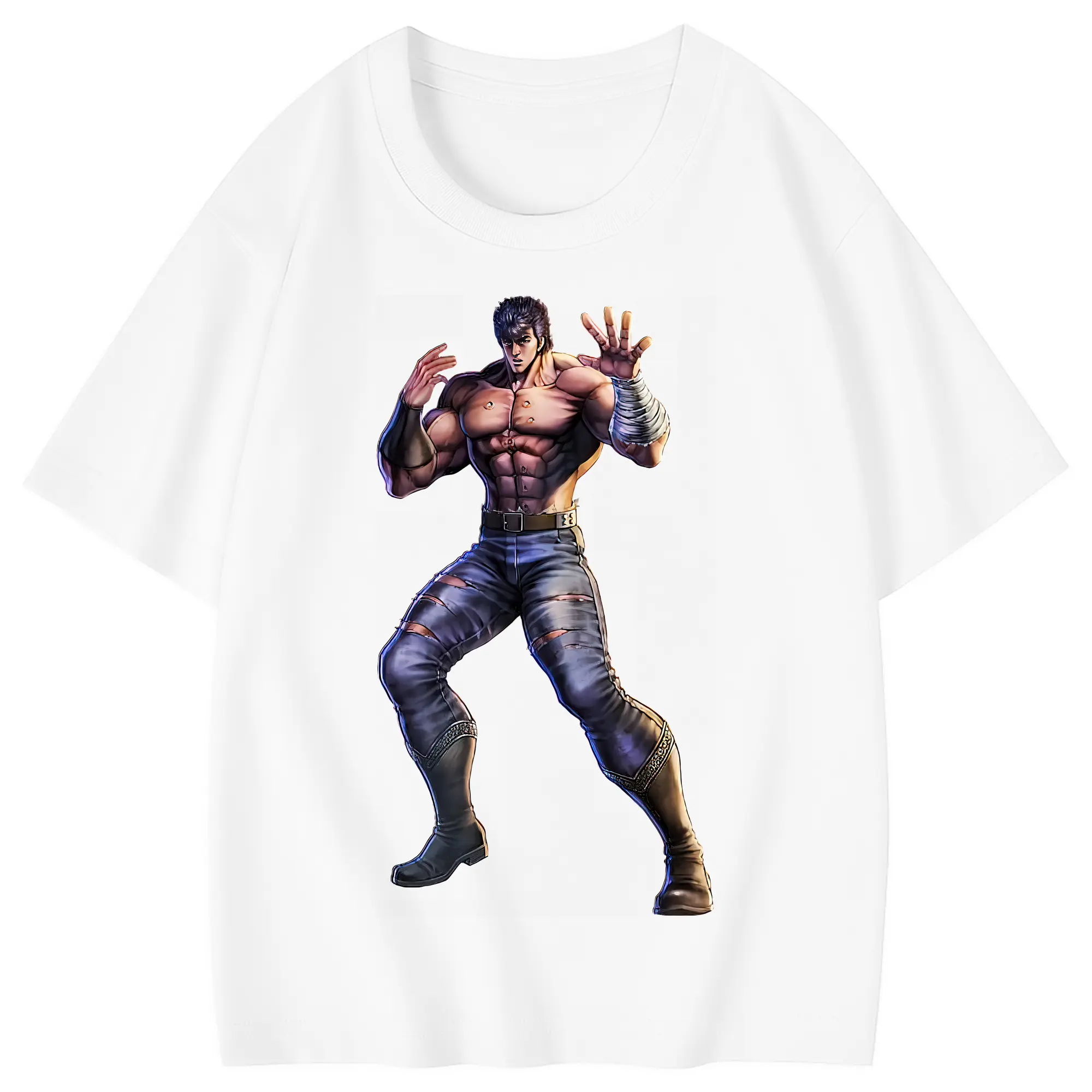 北斗の拳 グッズ,ケンシロウ - 綿100％ キッズTシャツ ・ フロントプリント ・ 快適 通気性 ・ スポーツ カジュアル 散歩用