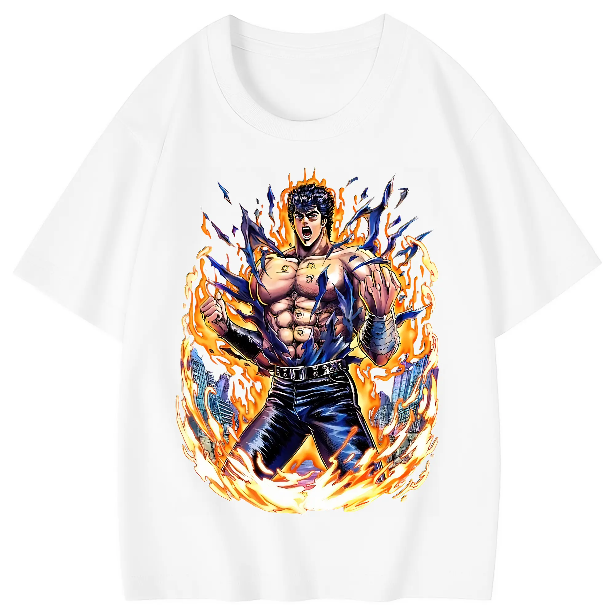 北斗の拳 グッズ,ケンシロウ - 綿100％ キッズTシャツ ・ フロントプリント ・ 快適 通気性 ・ スポーツ カジュアル 散歩用