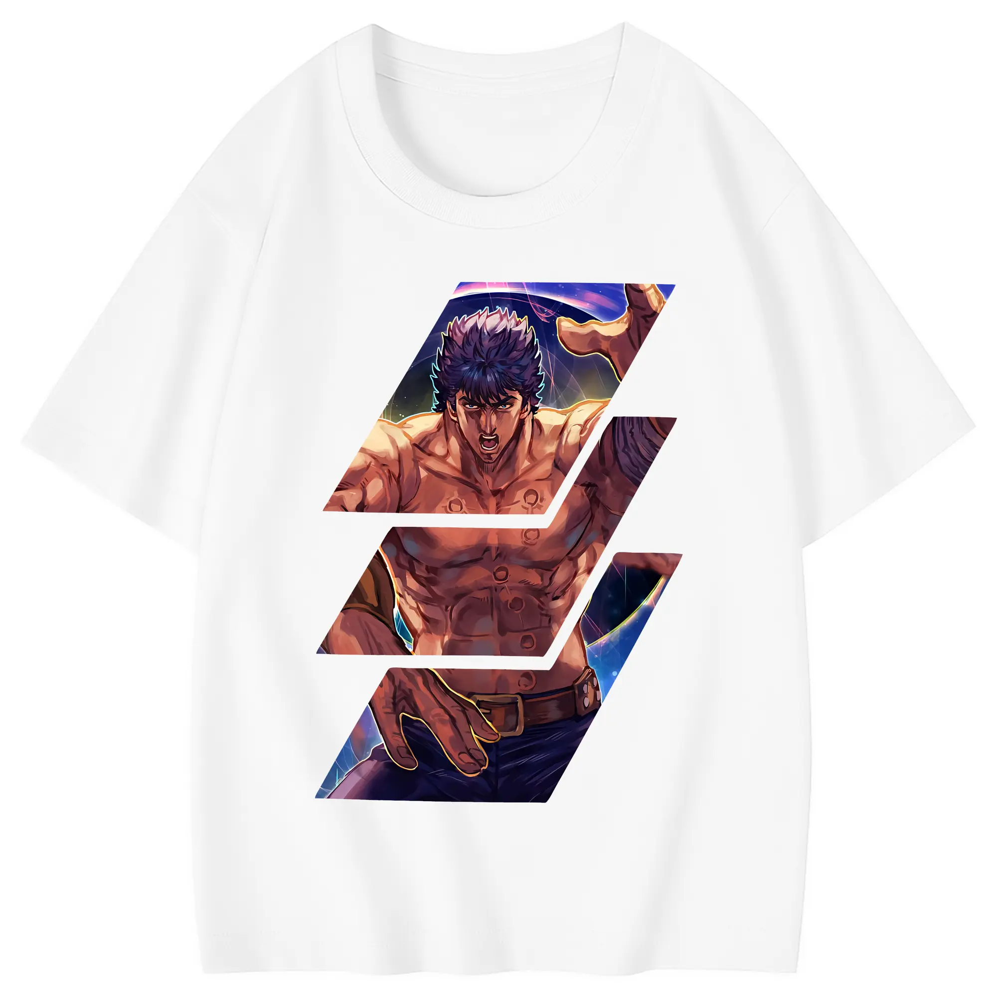 北斗の拳 グッズ,ケンシロウ - 綿100％ キッズTシャツ ・ フロントプリント ・ 快適 通気性 ・ スポーツ カジュアル 散歩用