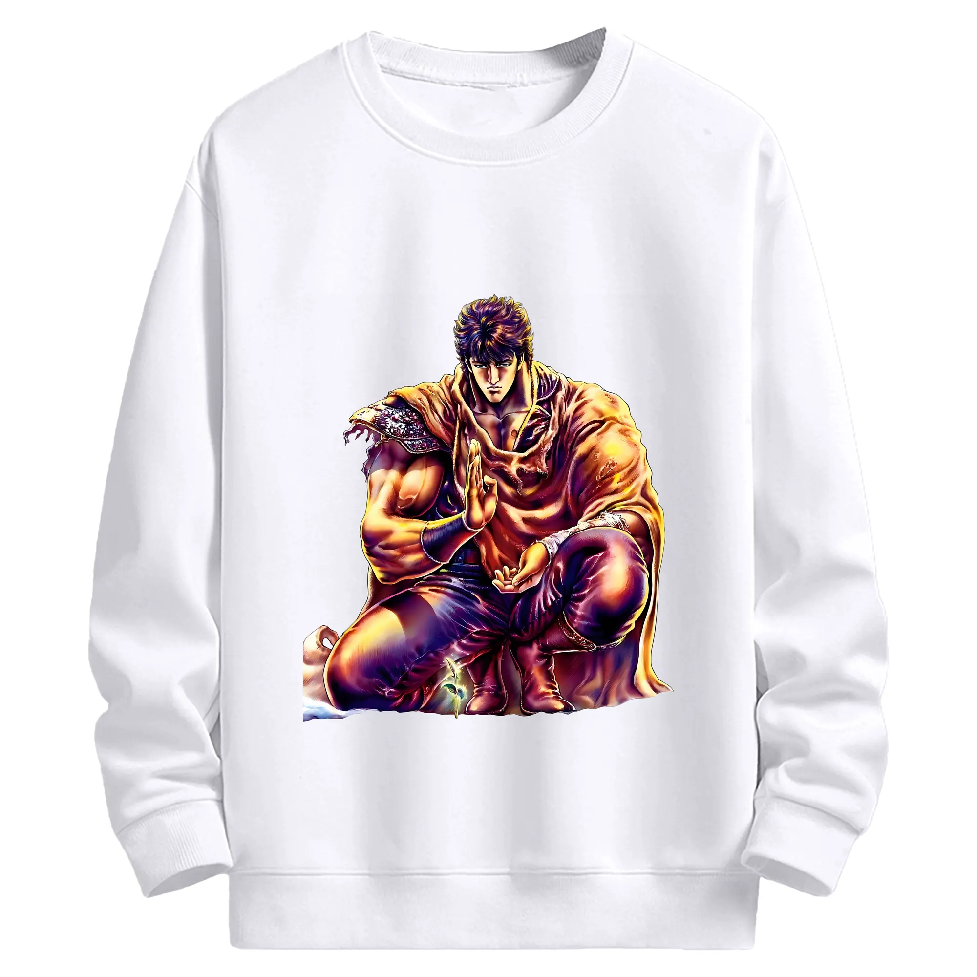 北斗の拳 グッズ,ケンシロウ - 高品質 クルーネック スウェット ・ コットン59％ ポリエステル41％ ・ ユニセックス 長袖 トレーナー ・ カジュアル デイリー スポーツ 散歩用