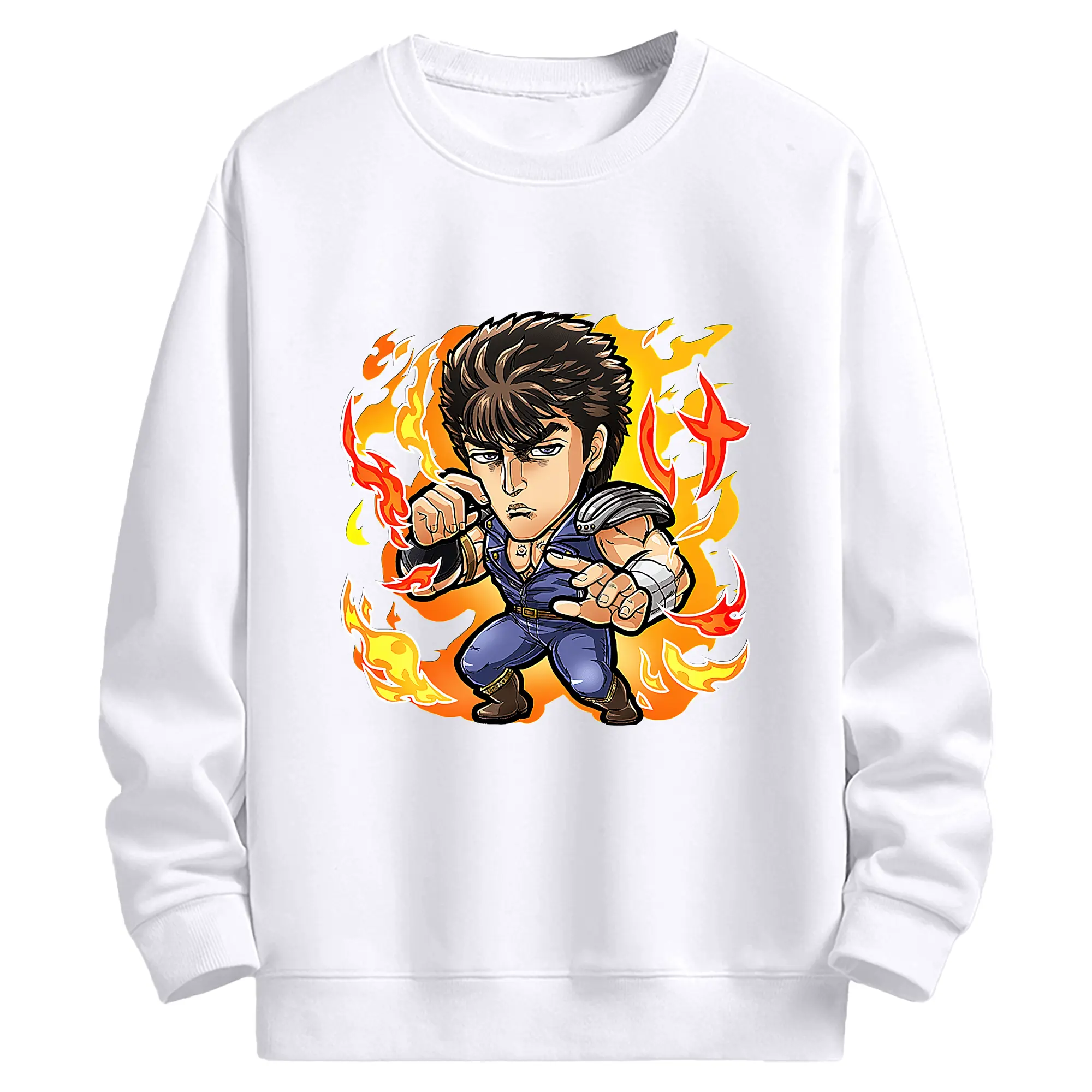 北斗の拳 グッズ,ケンシロウ - 高品質 クルーネック スウェット ・ コットン59％ ポリエステル41％ ・ ユニセックス 長袖 トレーナー ・ カジュアル デイリー スポーツ 散歩用