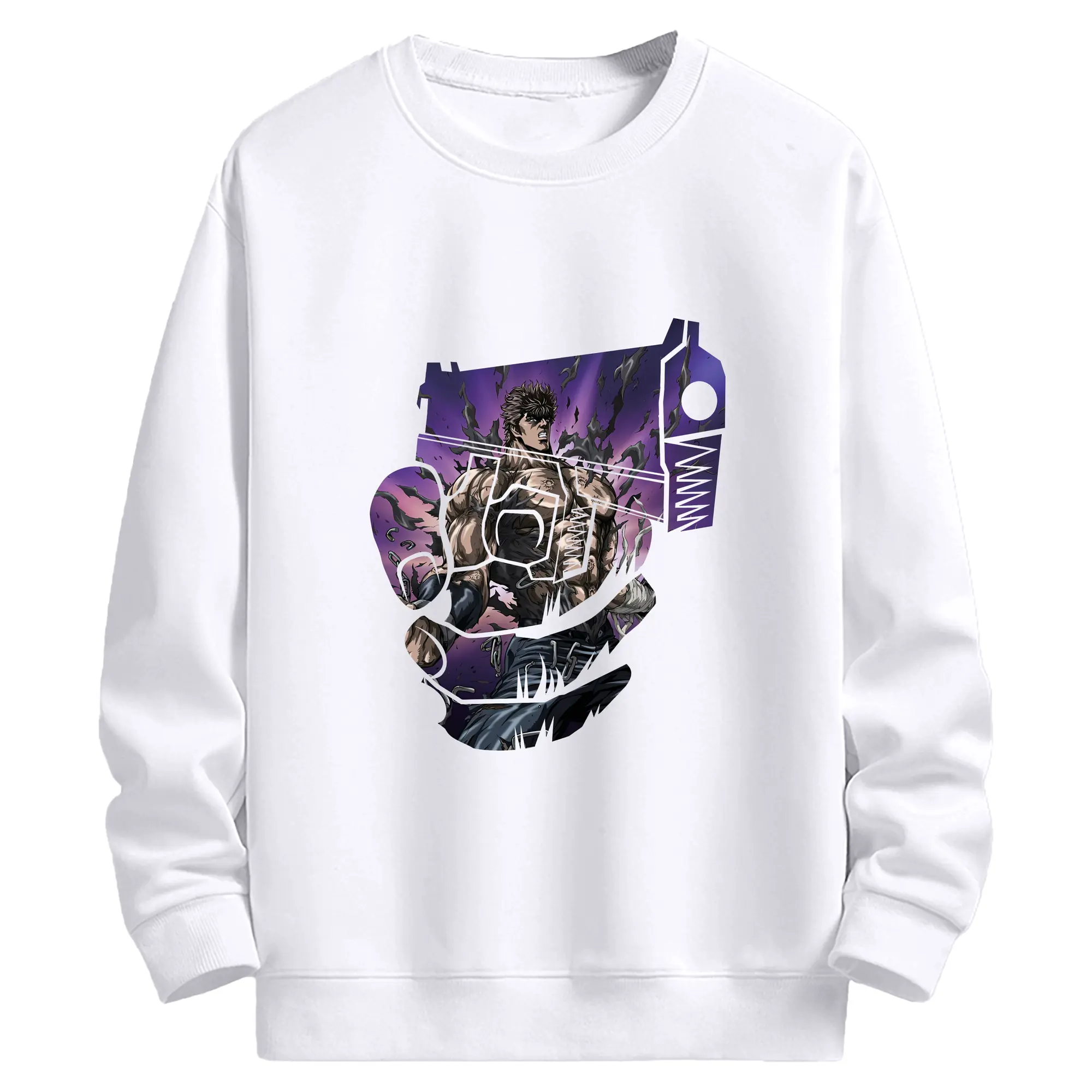 北斗の拳 グッズ,ケンシロウ - 高品質 クルーネック スウェット ・ コットン59％ ポリエステル41％ ・ ユニセックス 長袖 トレーナー ・ カジュアル デイリー スポーツ 散歩用