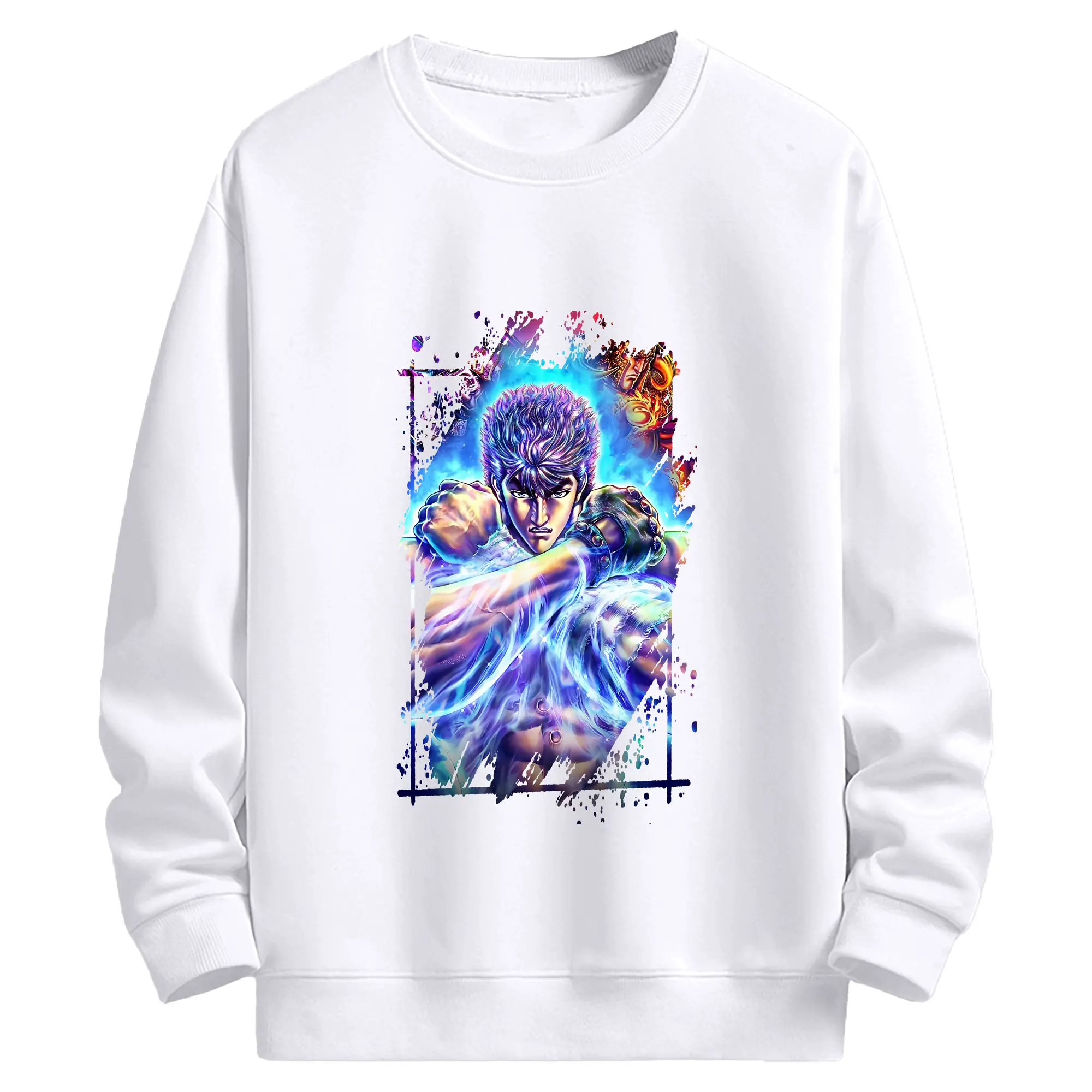 北斗の拳 グッズ,ケンシロウ - 高品質 クルーネック スウェット ・ コットン59％ ポリエステル41％ ・ ユニセックス 長袖 トレーナー ・ カジュアル デイリー スポーツ 散歩用