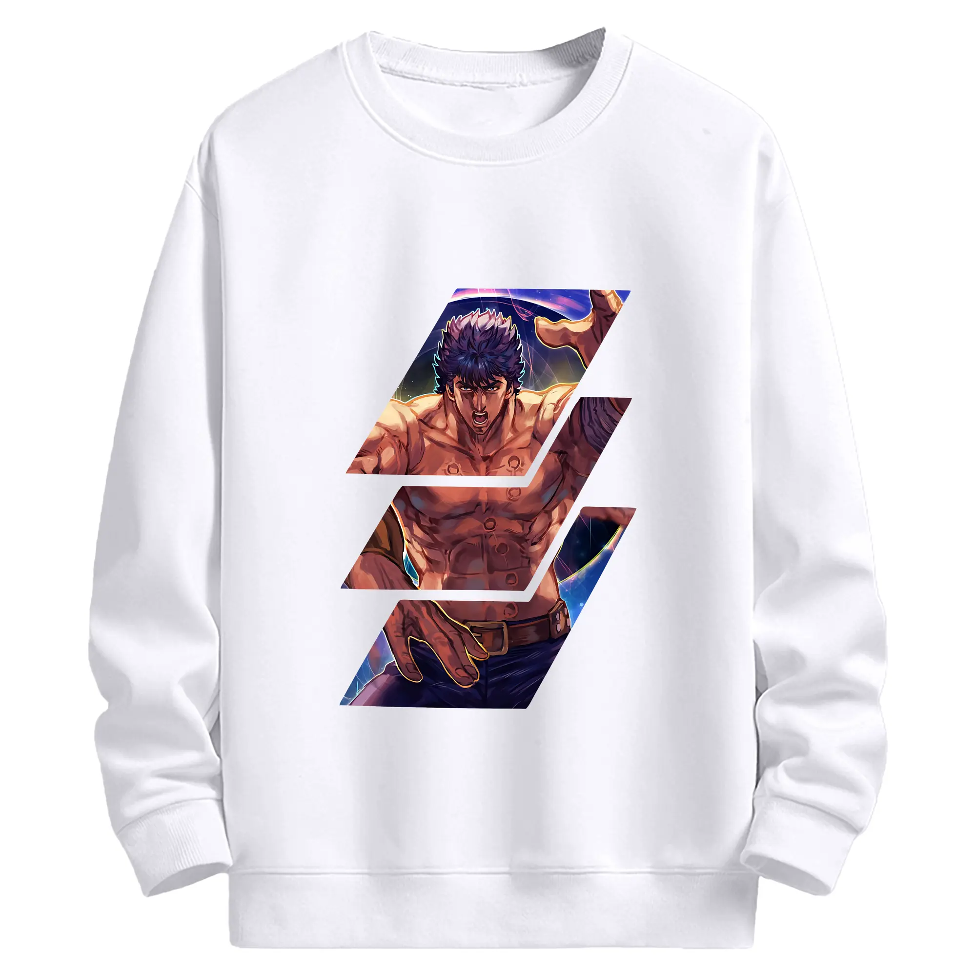 北斗の拳 グッズ,ケンシロウ - 高品質 クルーネック スウェット ・ コットン59％ ポリエステル41％ ・ ユニセックス 長袖 トレーナー ・ カジュアル デイリー スポーツ 散歩用
