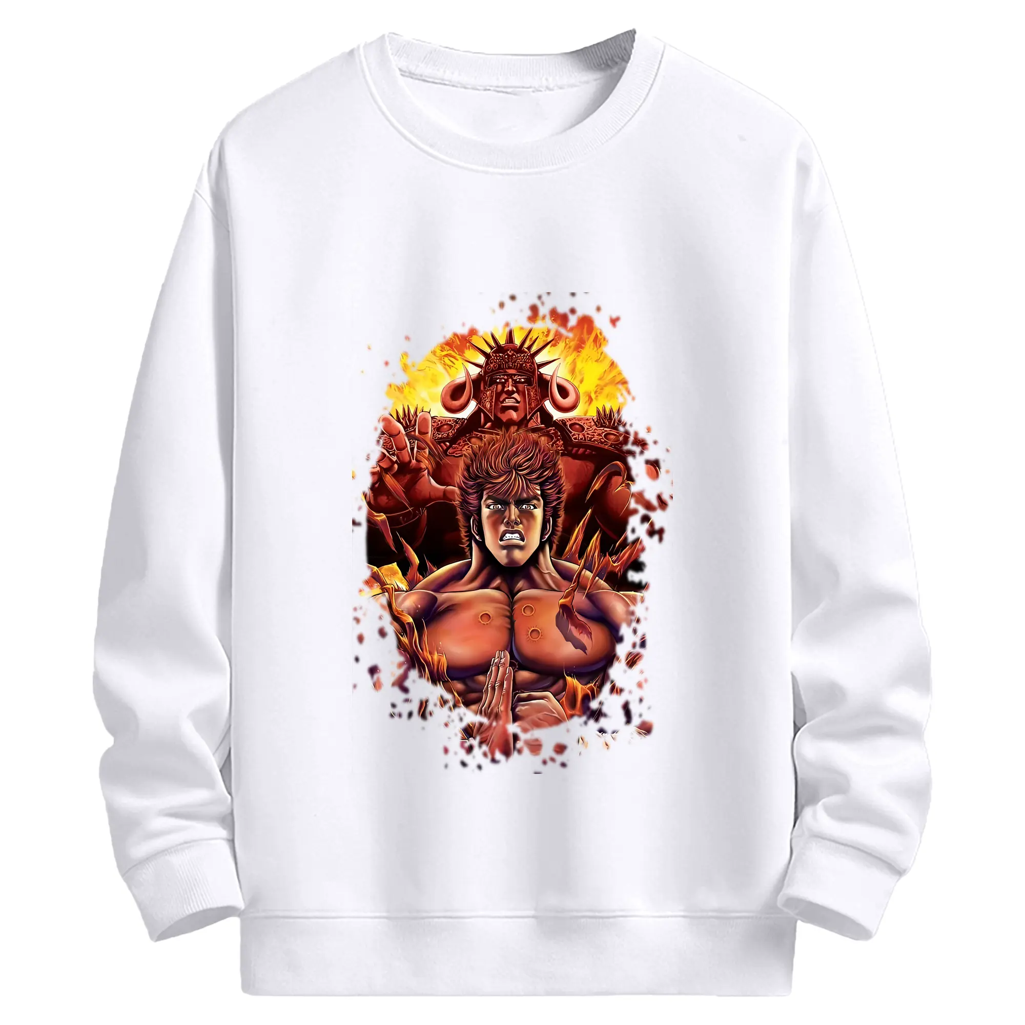 北斗の拳 グッズ,ケンシロウ - 高品質 クルーネック スウェット ・ コットン59％ ポリエステル41％ ・ ユニセックス 長袖 トレーナー ・ カジュアル デイリー スポーツ 散歩用