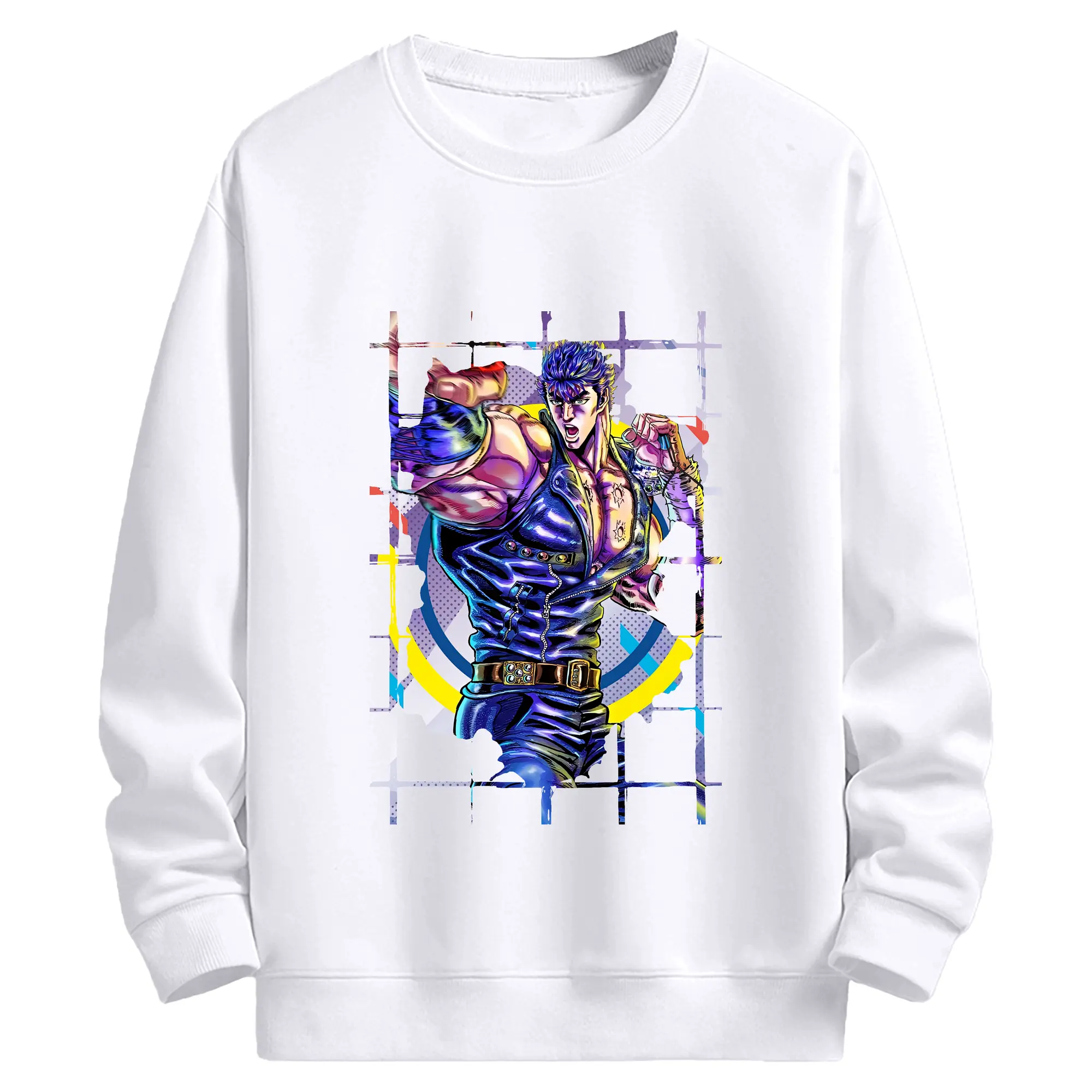 北斗の拳 グッズ,ケンシロウ - 高品質 クルーネック スウェット ・ コットン59％ ポリエステル41％ ・ ユニセックス 長袖 トレーナー ・ カジュアル デイリー スポーツ 散歩用