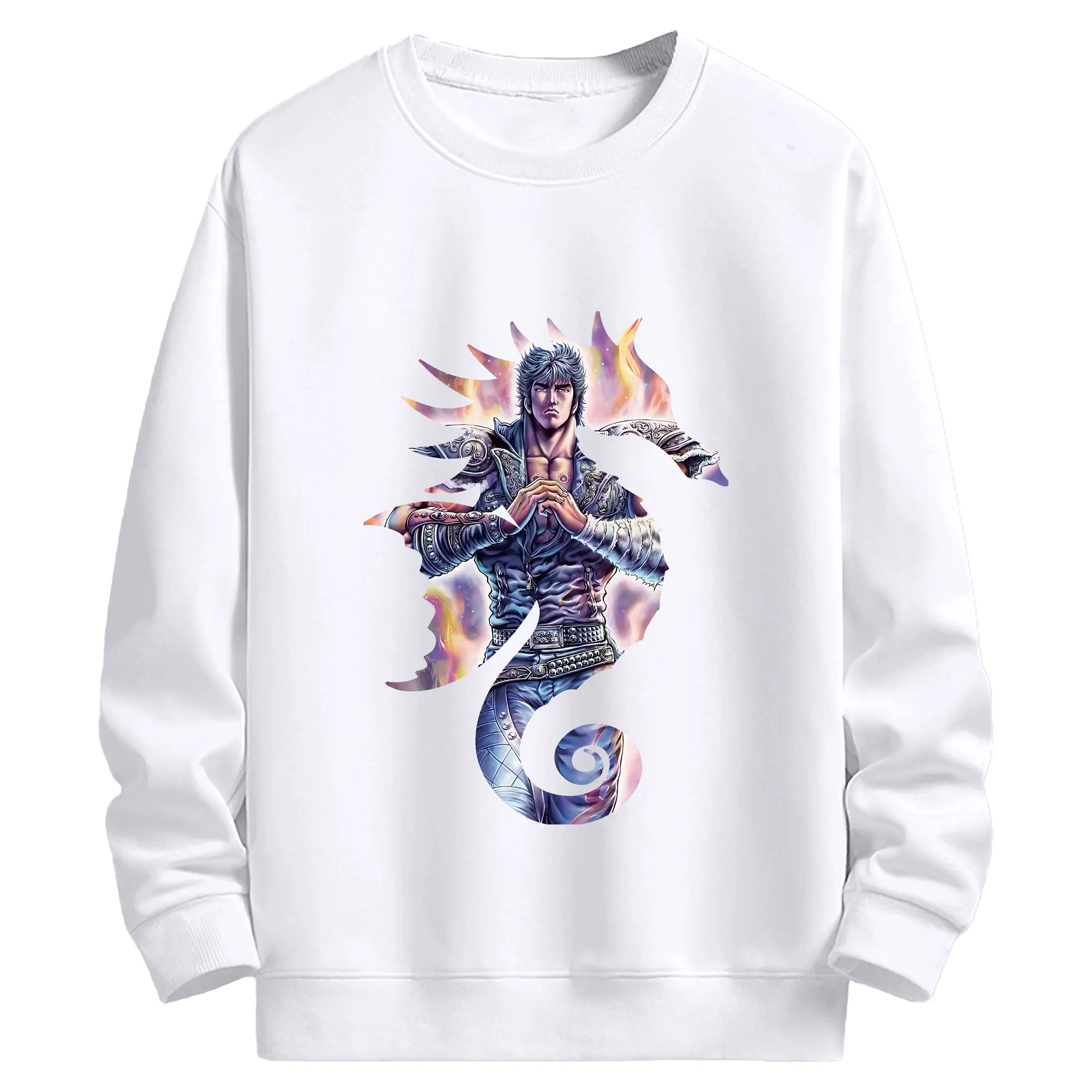 北斗の拳 グッズ,ケンシロウ - 高品質 クルーネック スウェット ・ コットン59％ ポリエステル41％ ・ ユニセックス 長袖 トレーナー ・ カジュアル デイリー スポーツ 散歩用