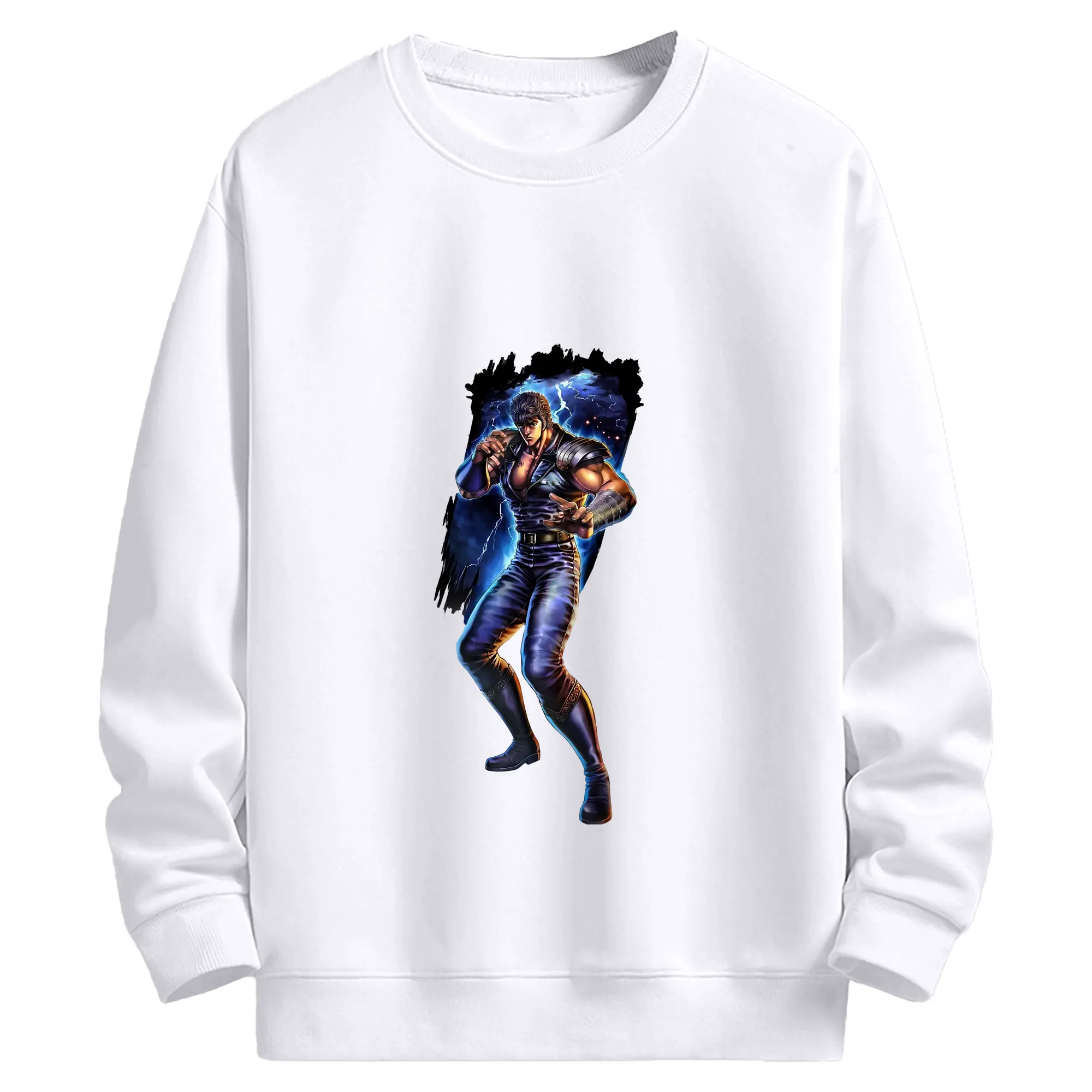 北斗の拳 グッズ,ケンシロウ - 高品質 クルーネック スウェット ・ コットン59％ ポリエステル41％ ・ ユニセックス 長袖 トレーナー ・ カジュアル デイリー スポーツ 散歩用