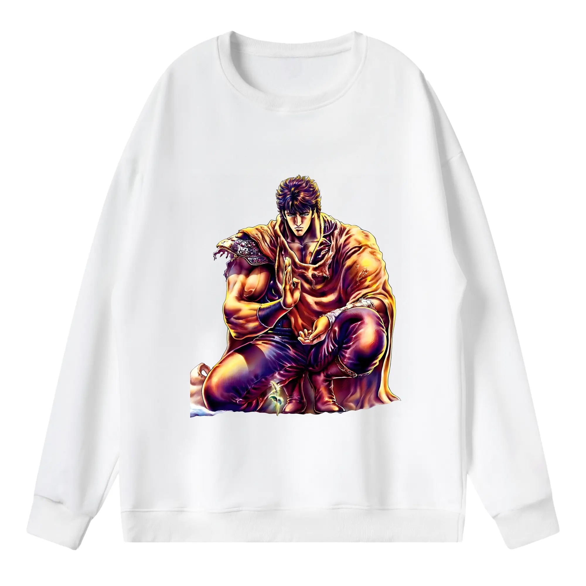 北斗の拳 グッズ,ケンシロウ - 薄手 クルーネック スウェット 裏毛260g · ポリエステル 春秋向け カジュアル 男女兼用 · トレーナー デイリー スポーツ 散歩に最適