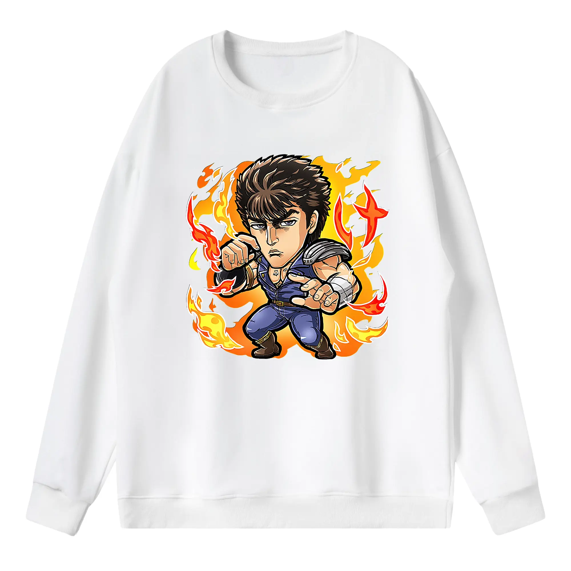 北斗の拳 グッズ,ケンシロウ - 薄手 クルーネック スウェット 裏毛260g · ポリエステル 春秋向け カジュアル 男女兼用 · トレーナー デイリー スポーツ 散歩に最適