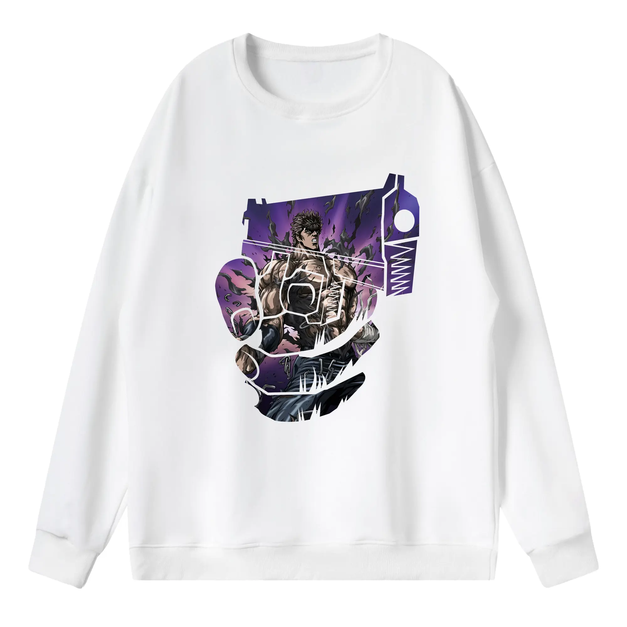 北斗の拳 グッズ,ケンシロウ - 薄手 クルーネック スウェット 裏毛260g · ポリエステル 春秋向け カジュアル 男女兼用 · トレーナー デイリー スポーツ 散歩に最適