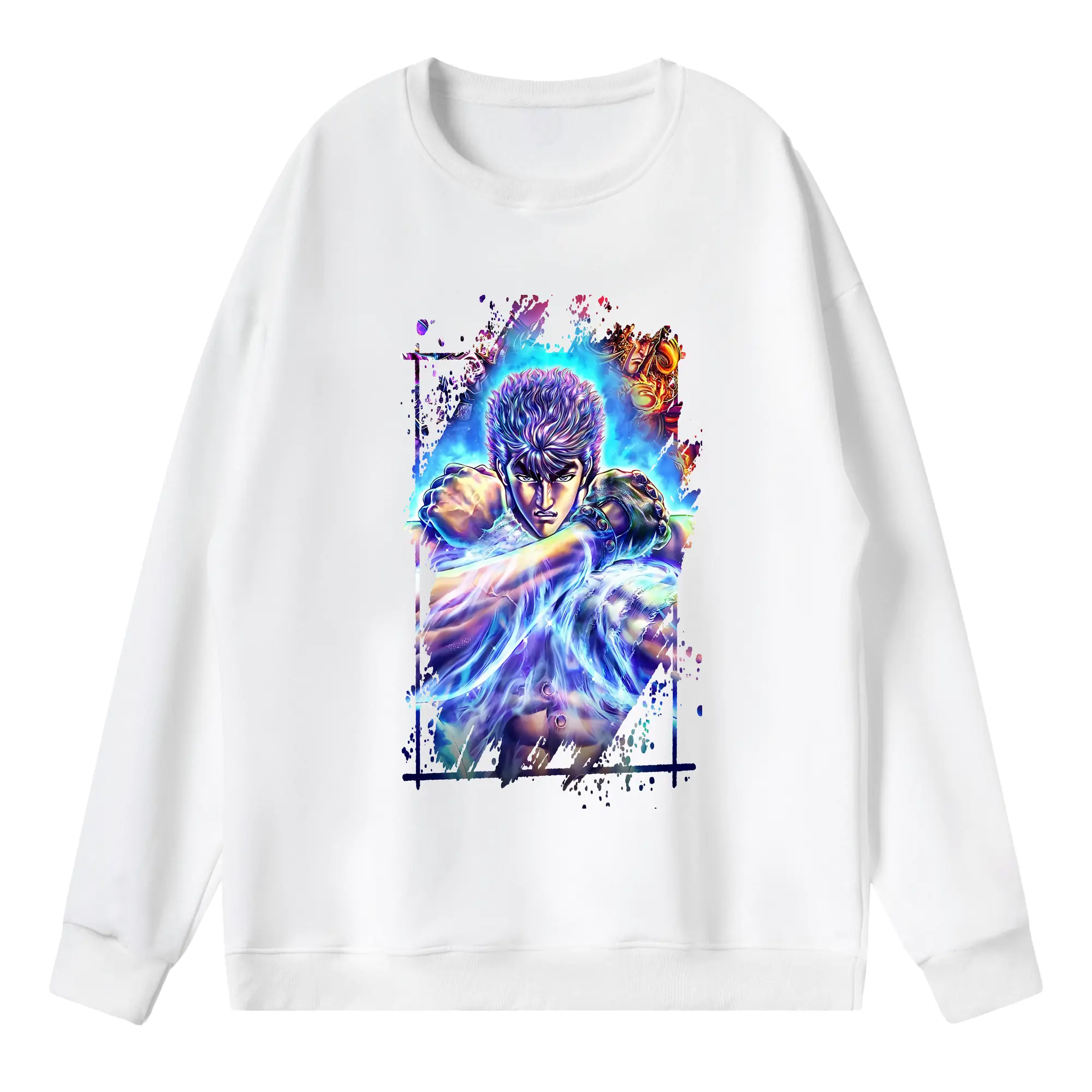 北斗の拳 グッズ,ケンシロウ - 薄手 クルーネック スウェット 裏毛260g · ポリエステル 春秋向け カジュアル 男女兼用 · トレーナー デイリー スポーツ 散歩に最適