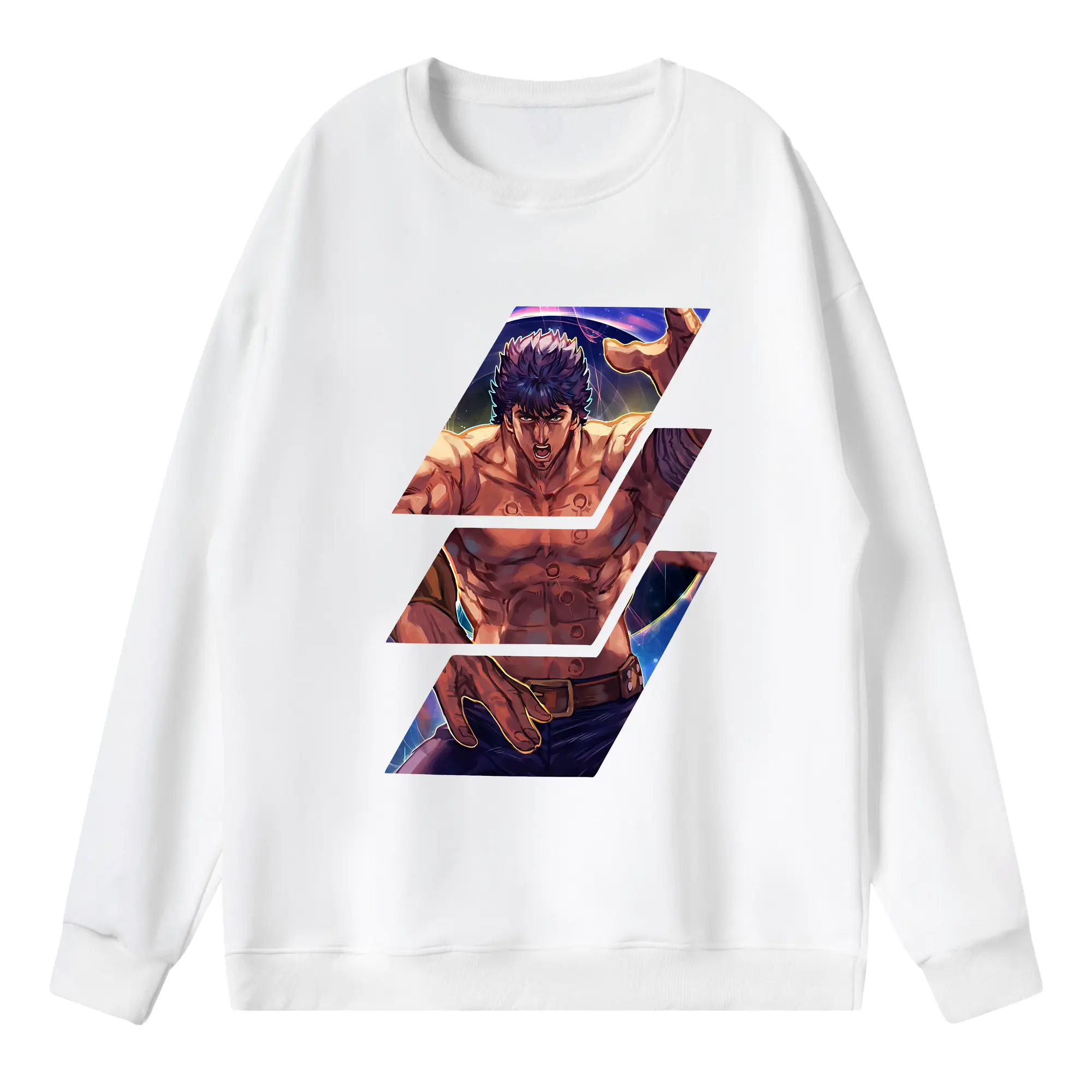 北斗の拳 グッズ,ケンシロウ - 薄手 クルーネック スウェット 裏毛260g · ポリエステル 春秋向け カジュアル 男女兼用 · トレーナー デイリー スポーツ 散歩に最適