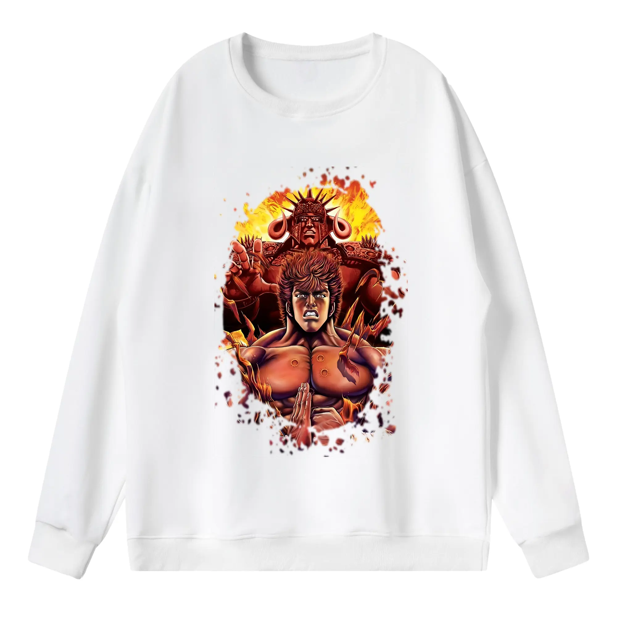 北斗の拳 グッズ,ケンシロウ - 薄手 クルーネック スウェット 裏毛260g · ポリエステル 春秋向け カジュアル 男女兼用 · トレーナー デイリー スポーツ 散歩に最適