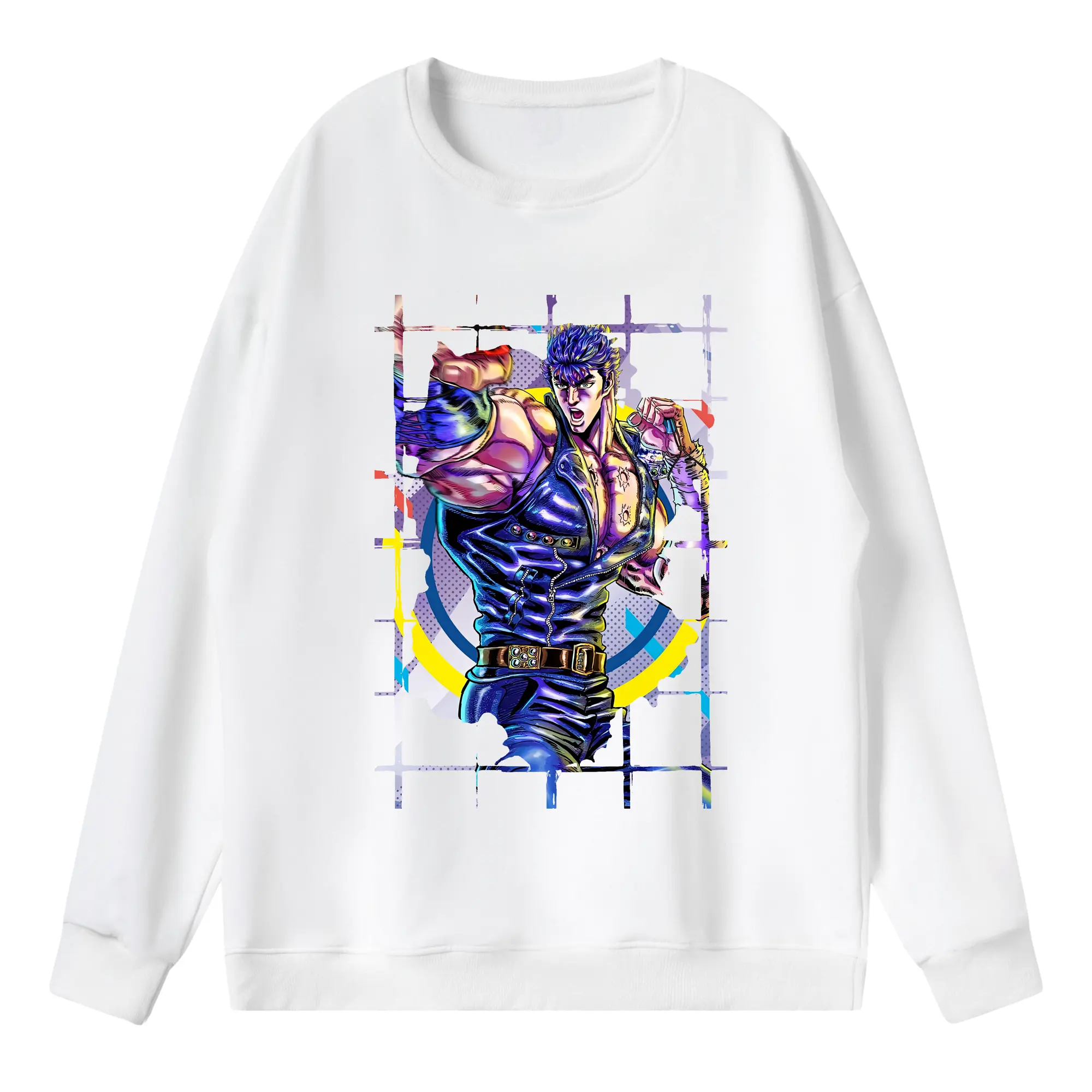 北斗の拳 グッズ,ケンシロウ - 薄手 クルーネック スウェット 裏毛260g · ポリエステル 春秋向け カジュアル 男女兼用 · トレーナー デイリー スポーツ 散歩に最適