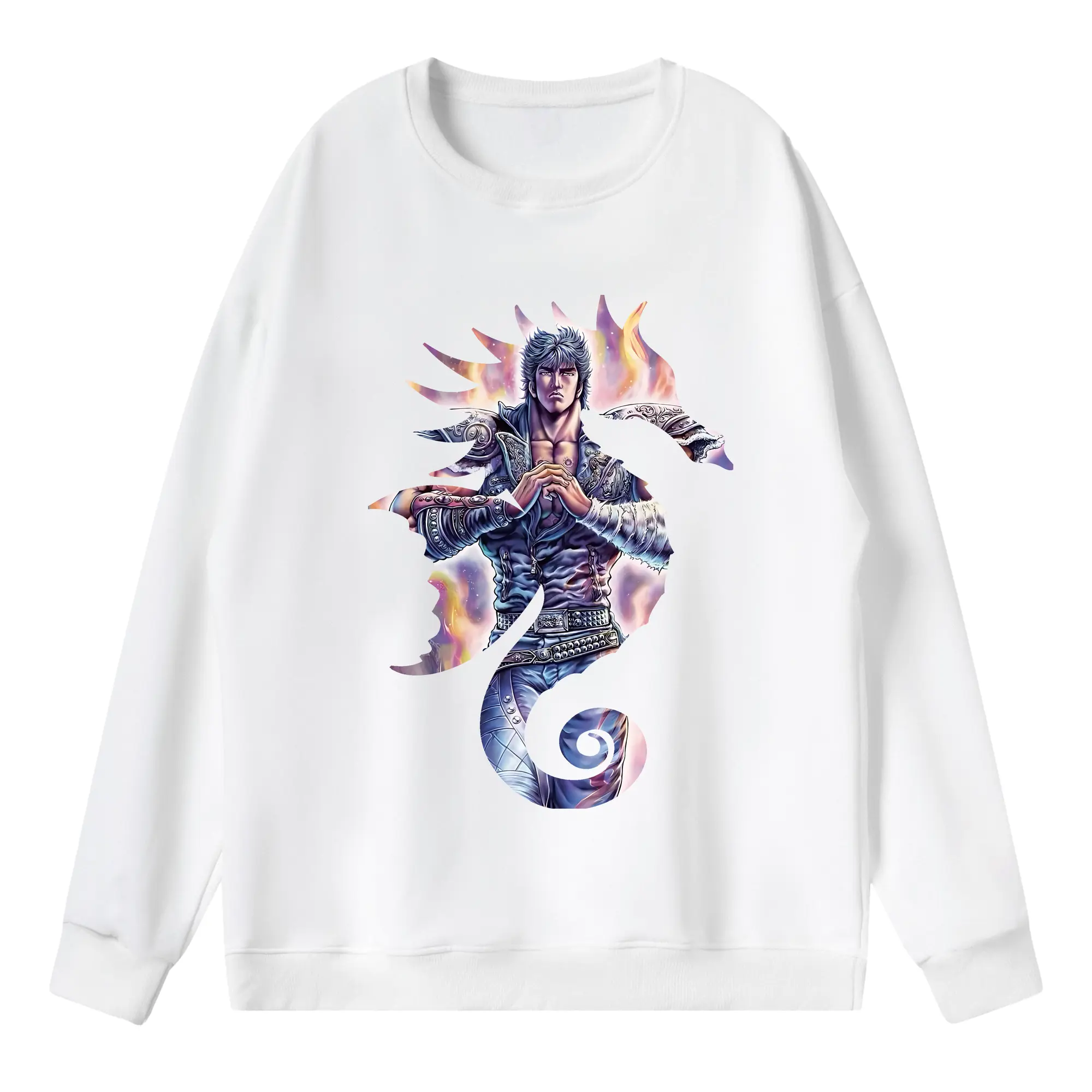 北斗の拳 グッズ,ケンシロウ - 薄手 クルーネック スウェット 裏毛260g · ポリエステル 春秋向け カジュアル 男女兼用 · トレーナー デイリー スポーツ 散歩に最適