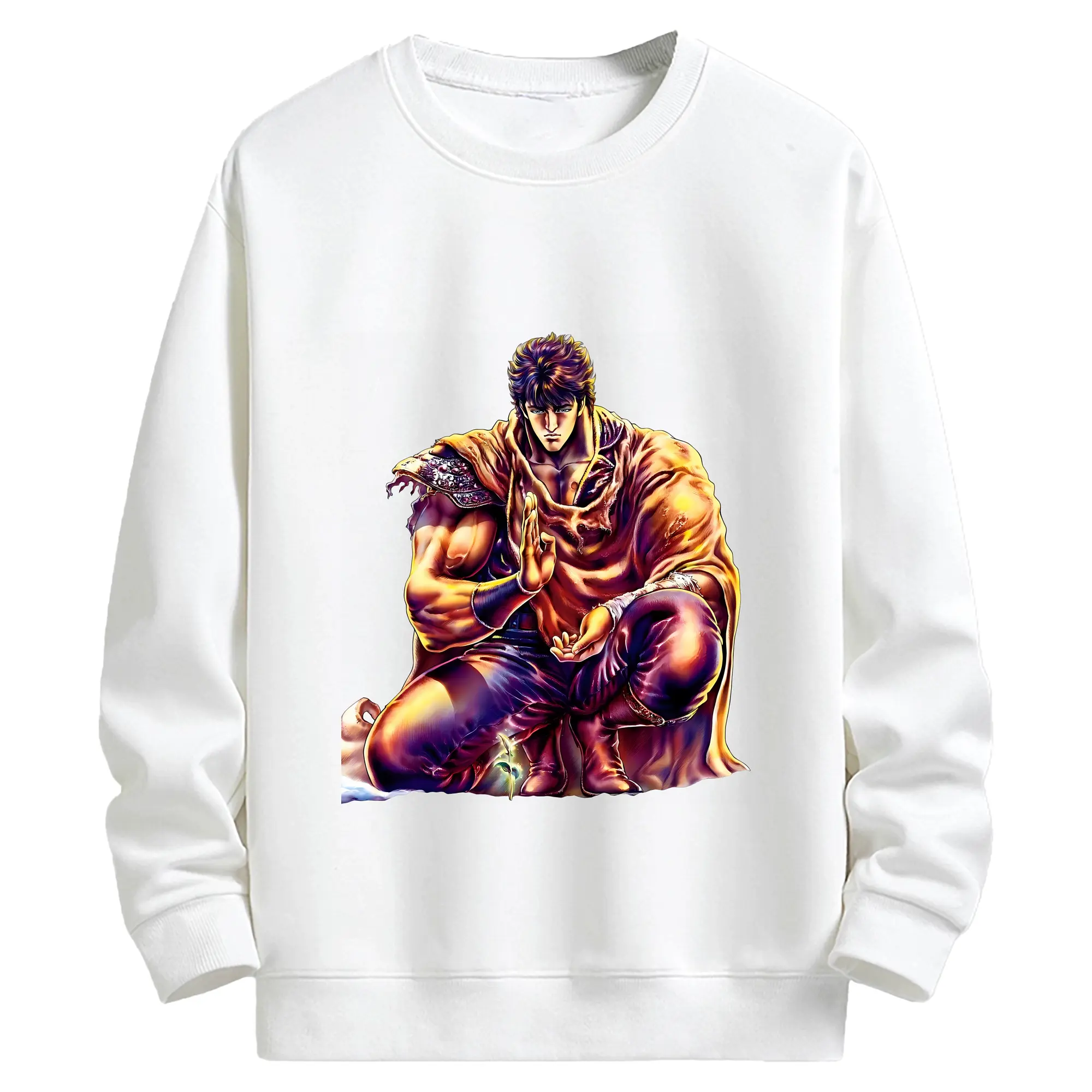 北斗の拳 グッズ,ケンシロウ - キッズ クルーネックスウェットシャツ ・ フロントプリント ・ 綿80％ ポリエステル20％ ・ 快適 通学 スポーツ 日常使い お散歩用