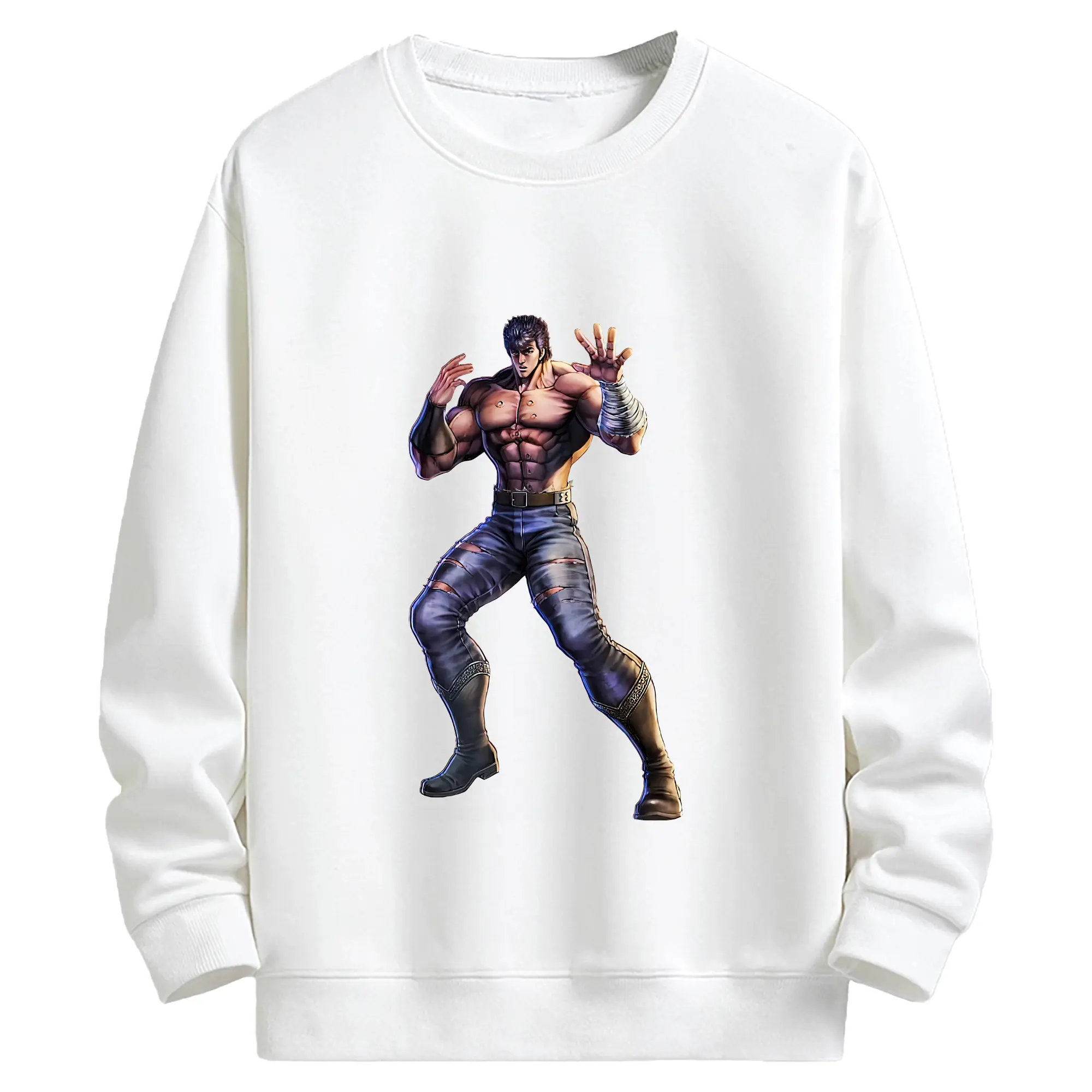 北斗の拳 グッズ,ケンシロウ - キッズ クルーネックスウェットシャツ ・ フロントプリント ・ 綿80％ ポリエステル20％ ・ 快適 通学 スポーツ 日常使い お散歩用