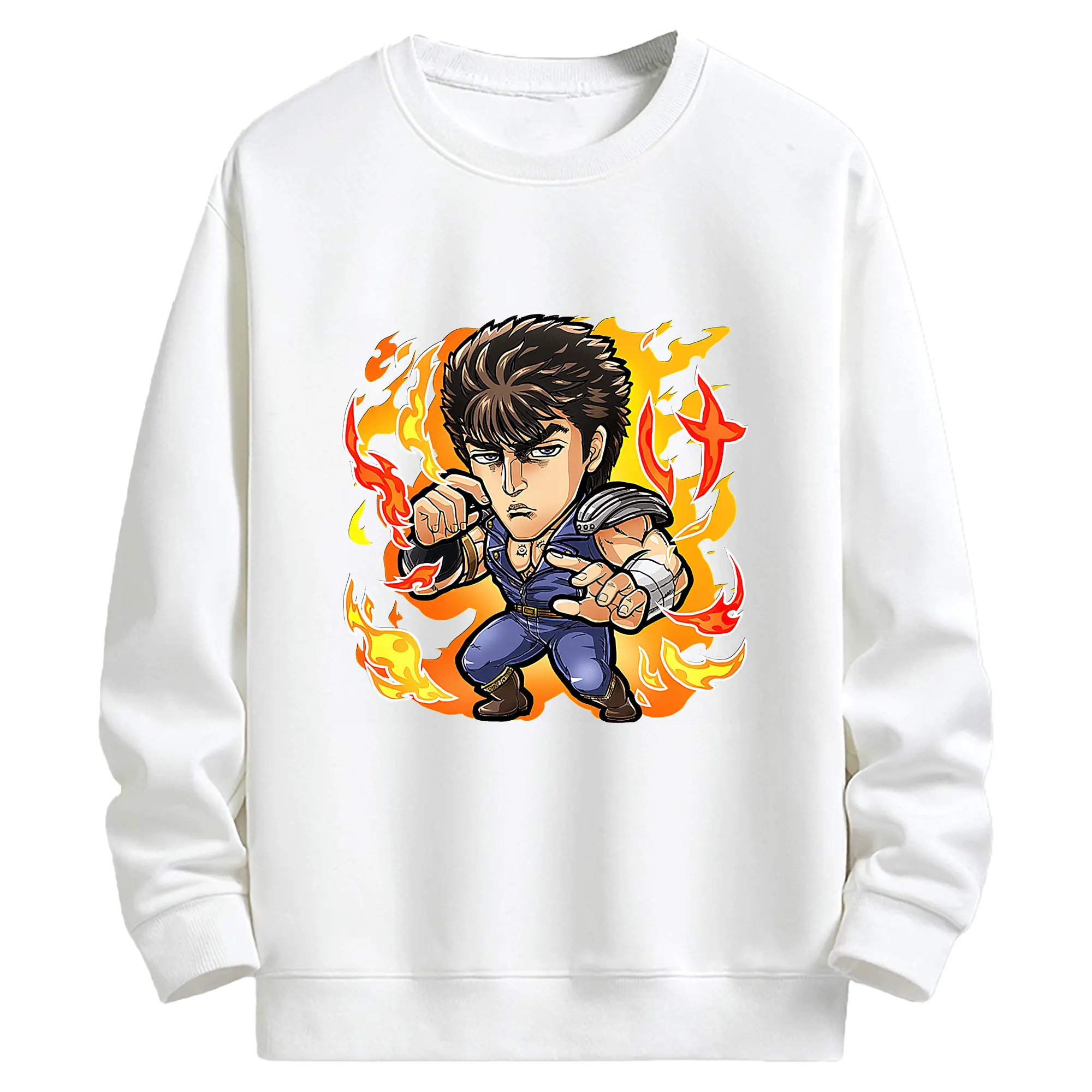 北斗の拳 グッズ,ケンシロウ - キッズ クルーネックスウェットシャツ ・ フロントプリント ・ 綿80％ ポリエステル20％ ・ 快適 通学 スポーツ 日常使い お散歩用