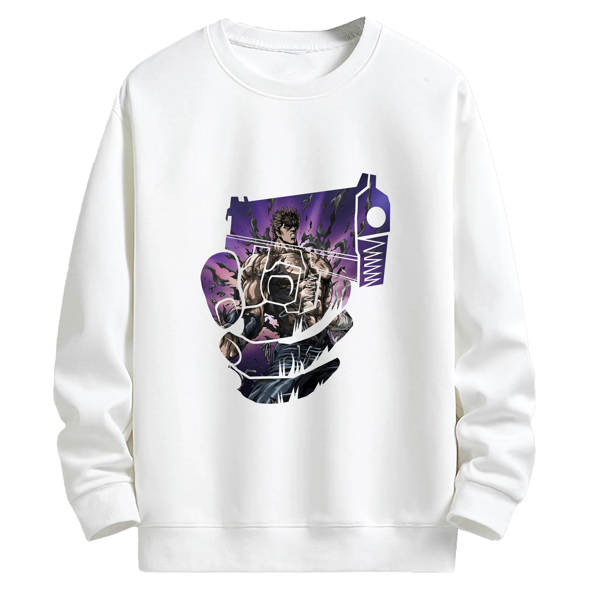 北斗の拳 グッズ,ケンシロウ - キッズ クルーネックスウェットシャツ ・ フロントプリント ・ 綿80％ ポリエステル20％ ・ 快適 通学 スポーツ 日常使い お散歩用