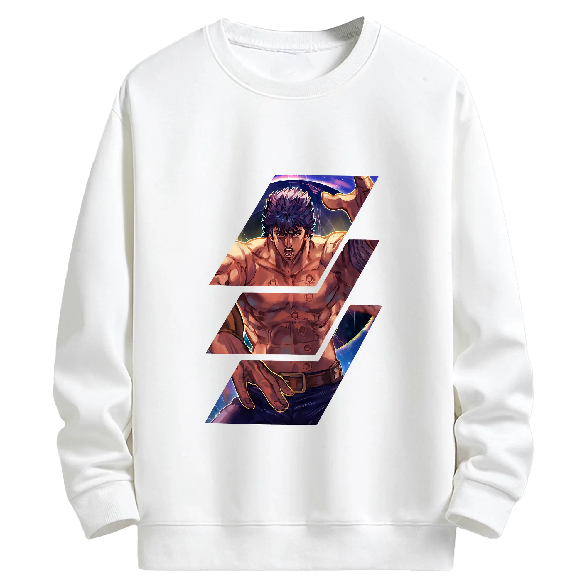 北斗の拳 グッズ,ケンシロウ - キッズ クルーネックスウェットシャツ ・ フロントプリント ・ 綿80％ ポリエステル20％ ・ 快適 通学 スポーツ 日常使い お散歩用