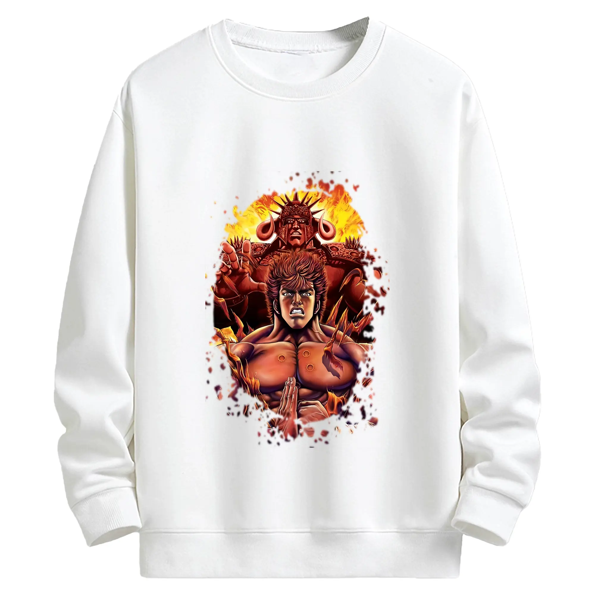 北斗の拳 グッズ,ケンシロウ - キッズ クルーネックスウェットシャツ ・ フロントプリント ・ 綿80％ ポリエステル20％ ・ 快適 通学 スポーツ 日常使い お散歩用