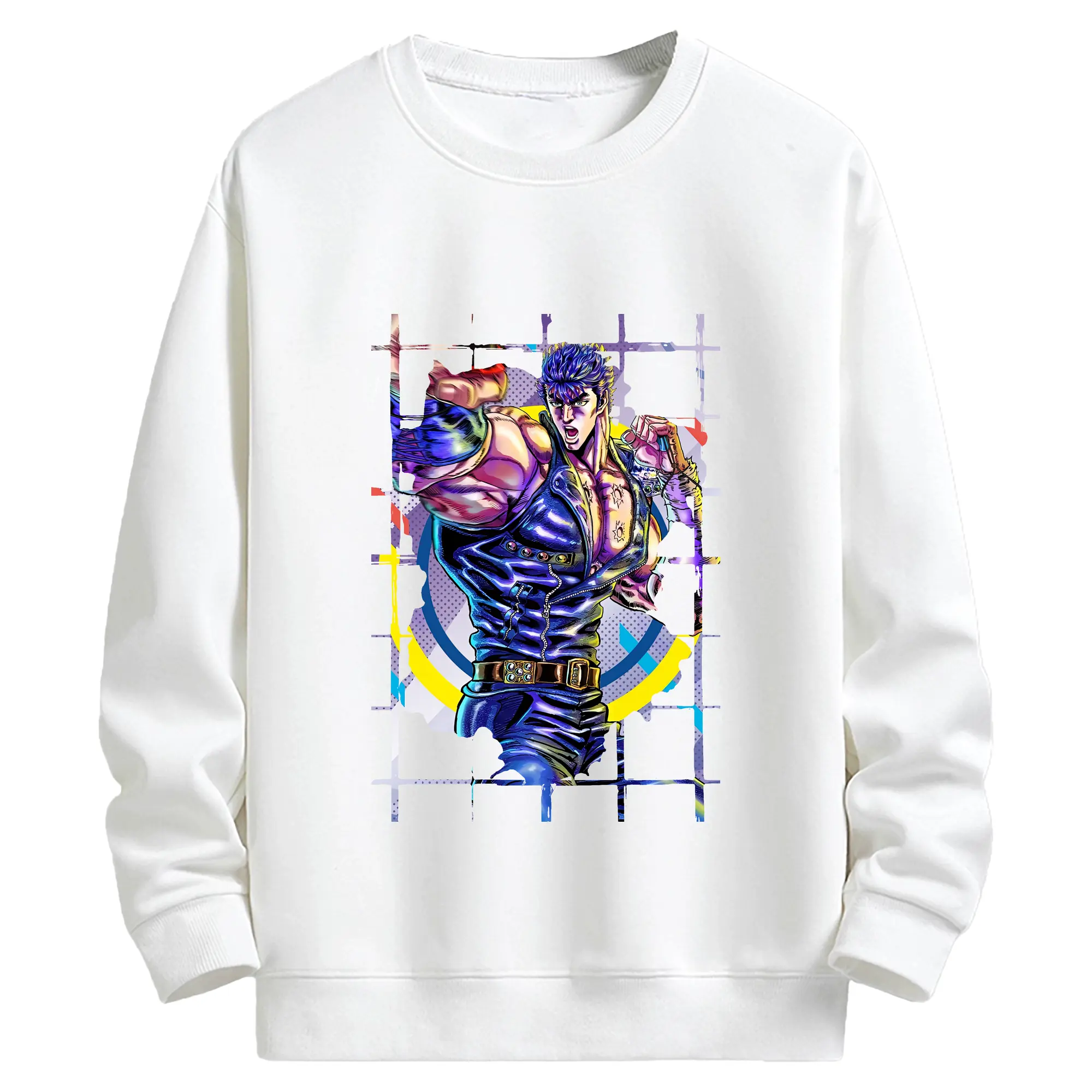 北斗の拳 グッズ,ケンシロウ - キッズ クルーネックスウェットシャツ ・ フロントプリント ・ 綿80％ ポリエステル20％ ・ 快適 通学 スポーツ 日常使い お散歩用