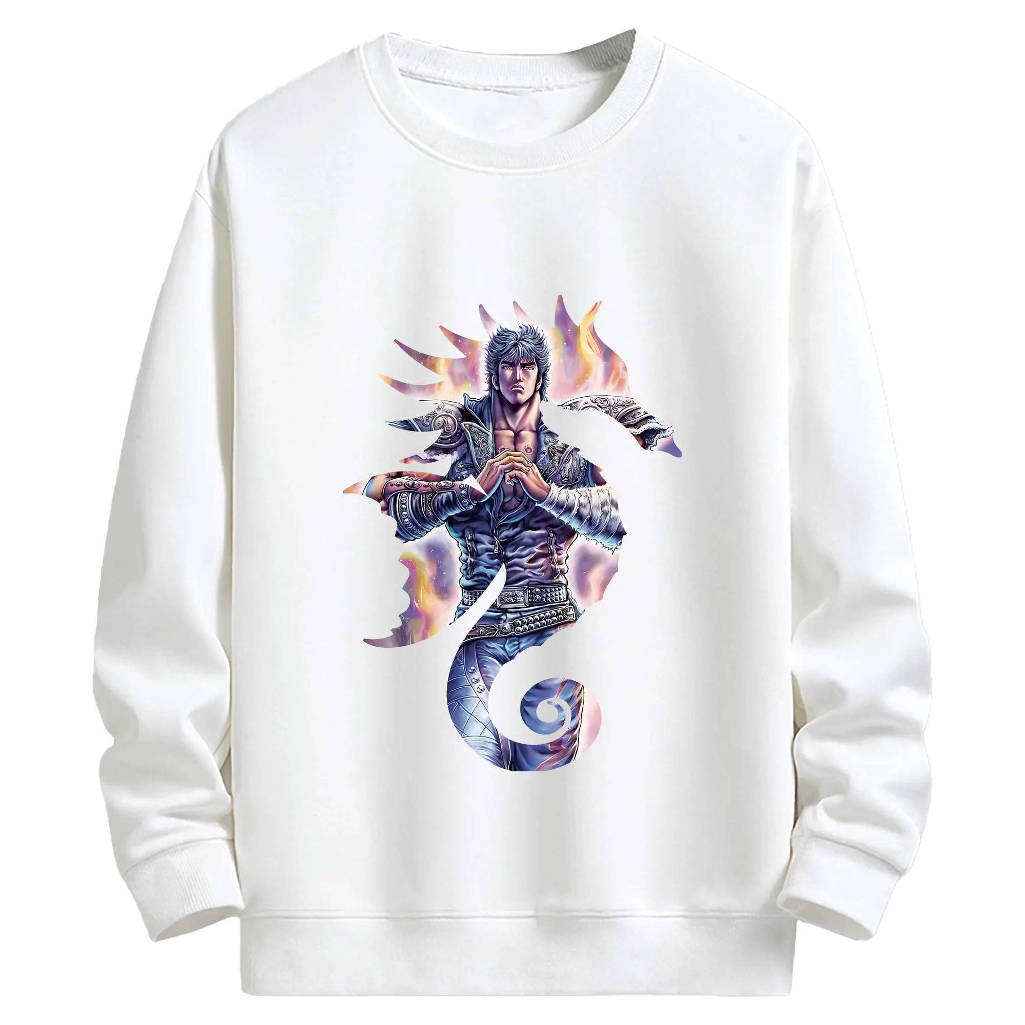 北斗の拳 グッズ,ケンシロウ - キッズ クルーネックスウェットシャツ ・ フロントプリント ・ 綿80％ ポリエステル20％ ・ 快適 通学 スポーツ 日常使い お散歩用