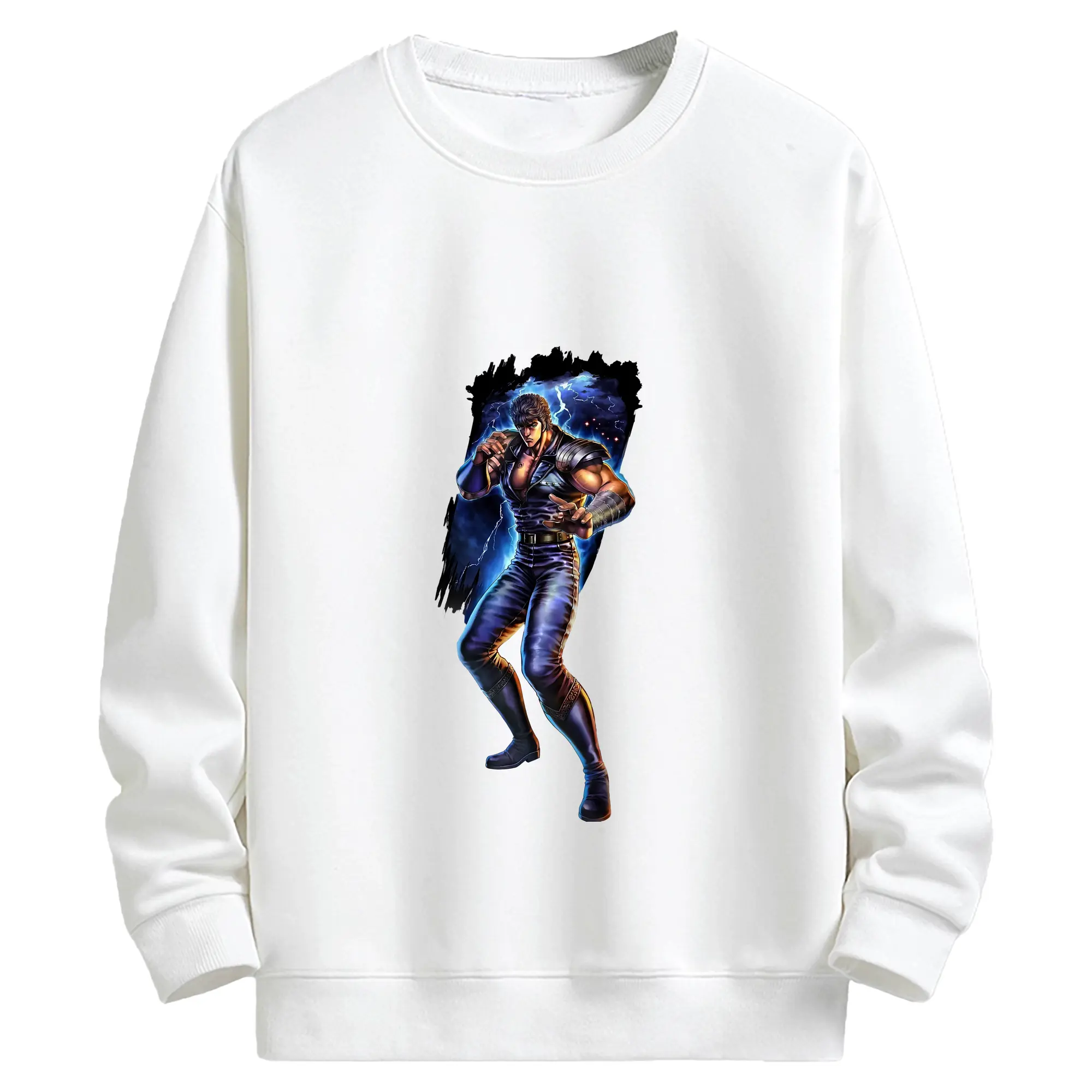 北斗の拳 グッズ,ケンシロウ - キッズ クルーネックスウェットシャツ ・ フロントプリント ・ 綿80％ ポリエステル20％ ・ 快適 通学 スポーツ 日常使い お散歩用