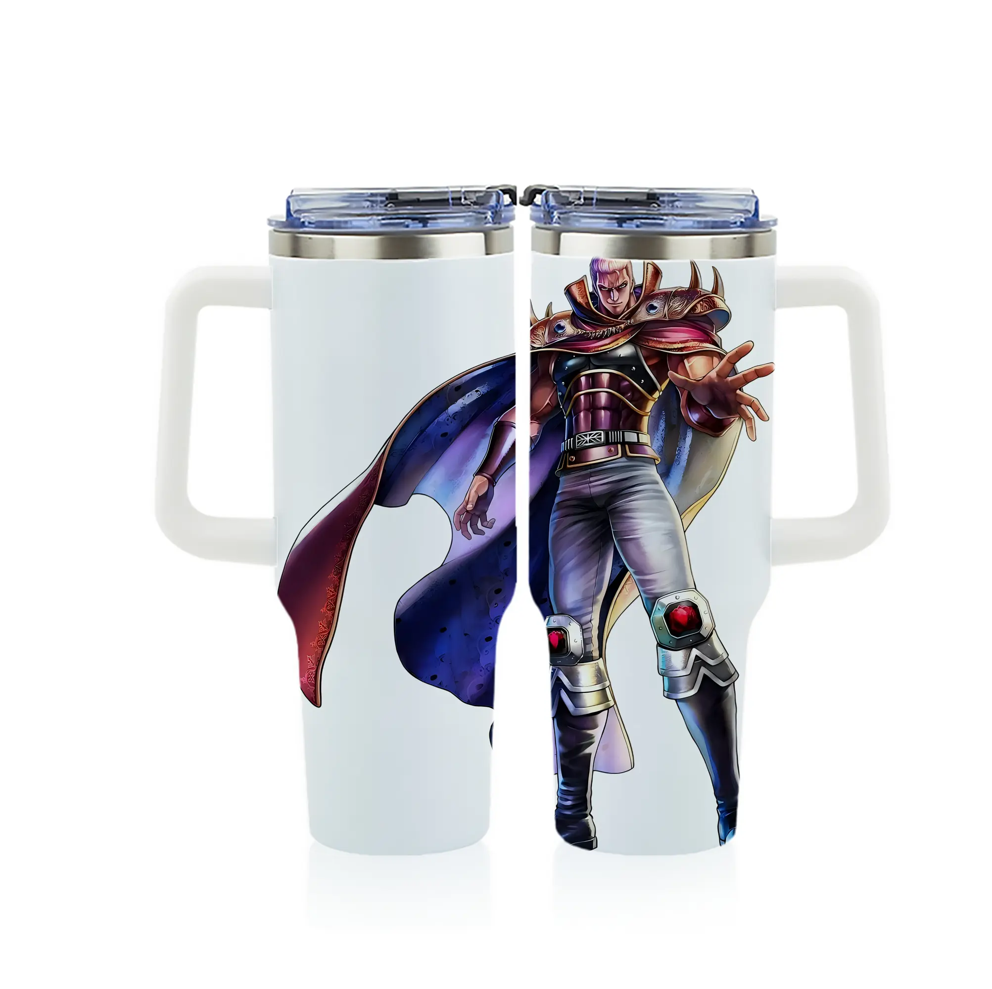 北斗の拳 グッズ,ラオウ - 1200mL フルプリント車用タンブラー ・ 304ステンレス 内側 ・ 201ステンレス 外側 ・ 保温 保冷 ・ 通勤 ドライブ アウトドア用