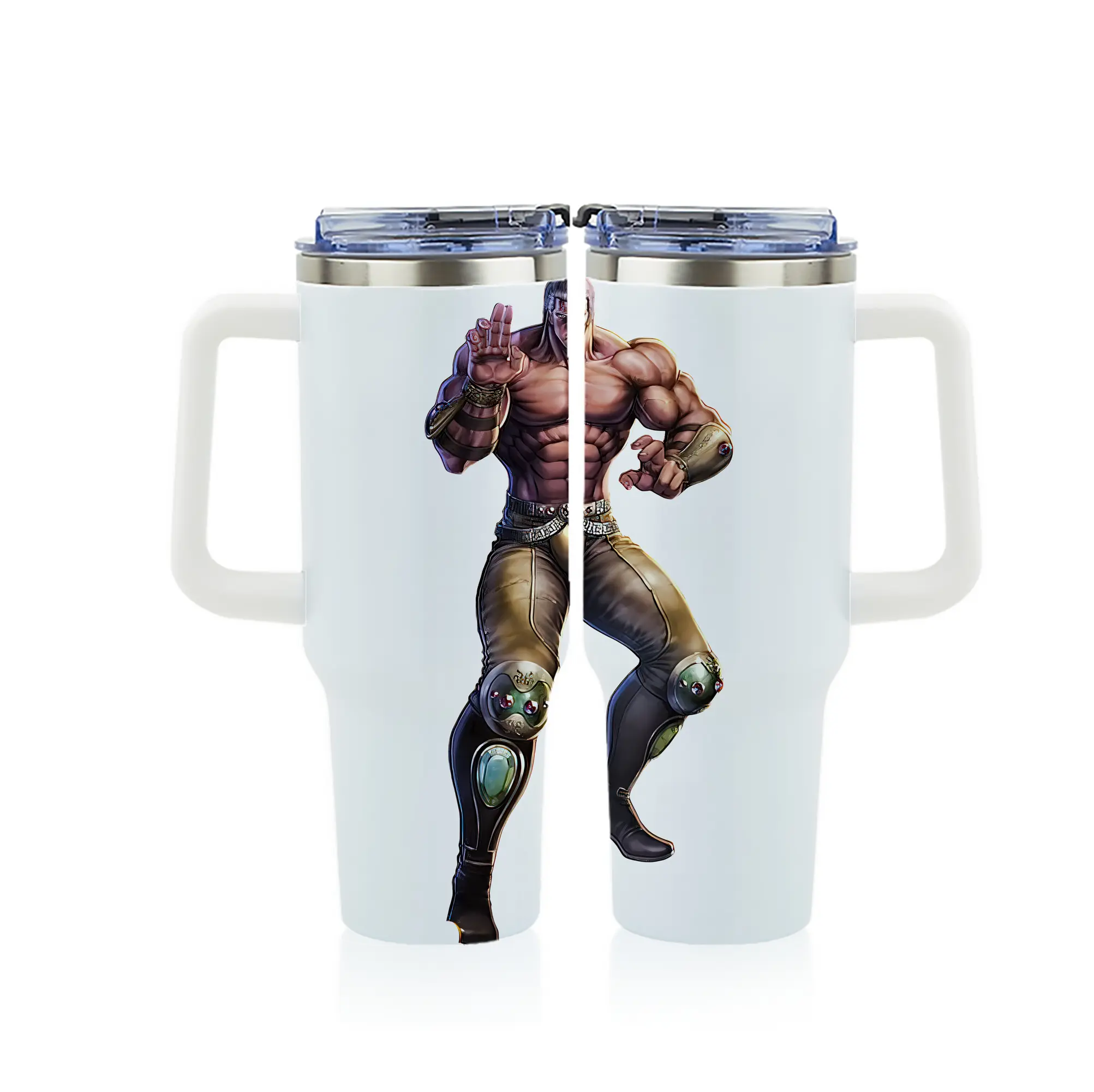 北斗の拳 グッズ,ラオウ - 1200mL フルプリント車用タンブラー ・ 304ステンレス 内側 ・ 201ステンレス 外側 ・ 保温 保冷 ・ 通勤 ドライブ アウトドア用