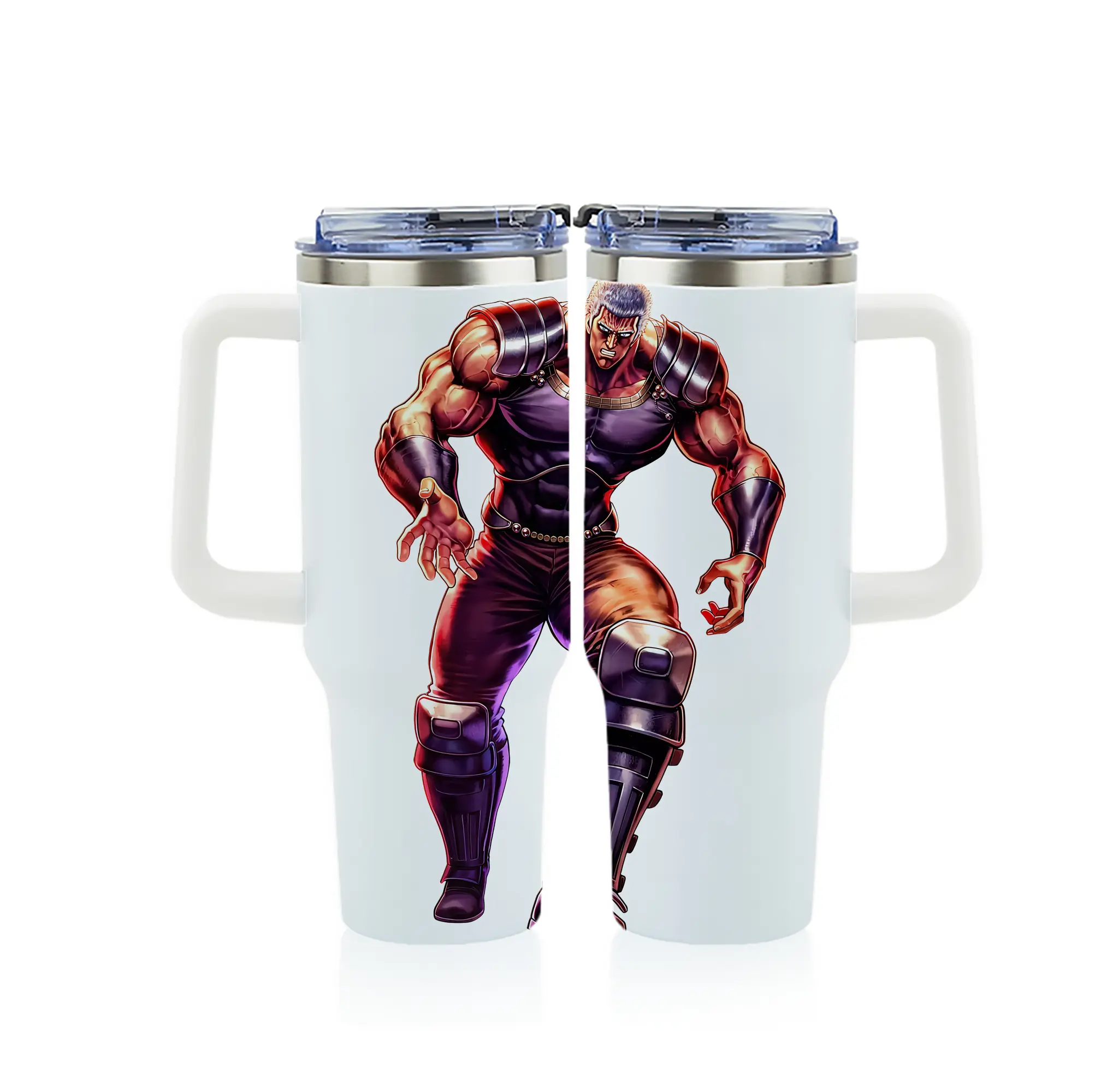 北斗の拳 グッズ,ラオウ - 1200mL フルプリント車用タンブラー ・ 304ステンレス 内側 ・ 201ステンレス 外側 ・ 保温 保冷 ・ 通勤 ドライブ アウトドア用