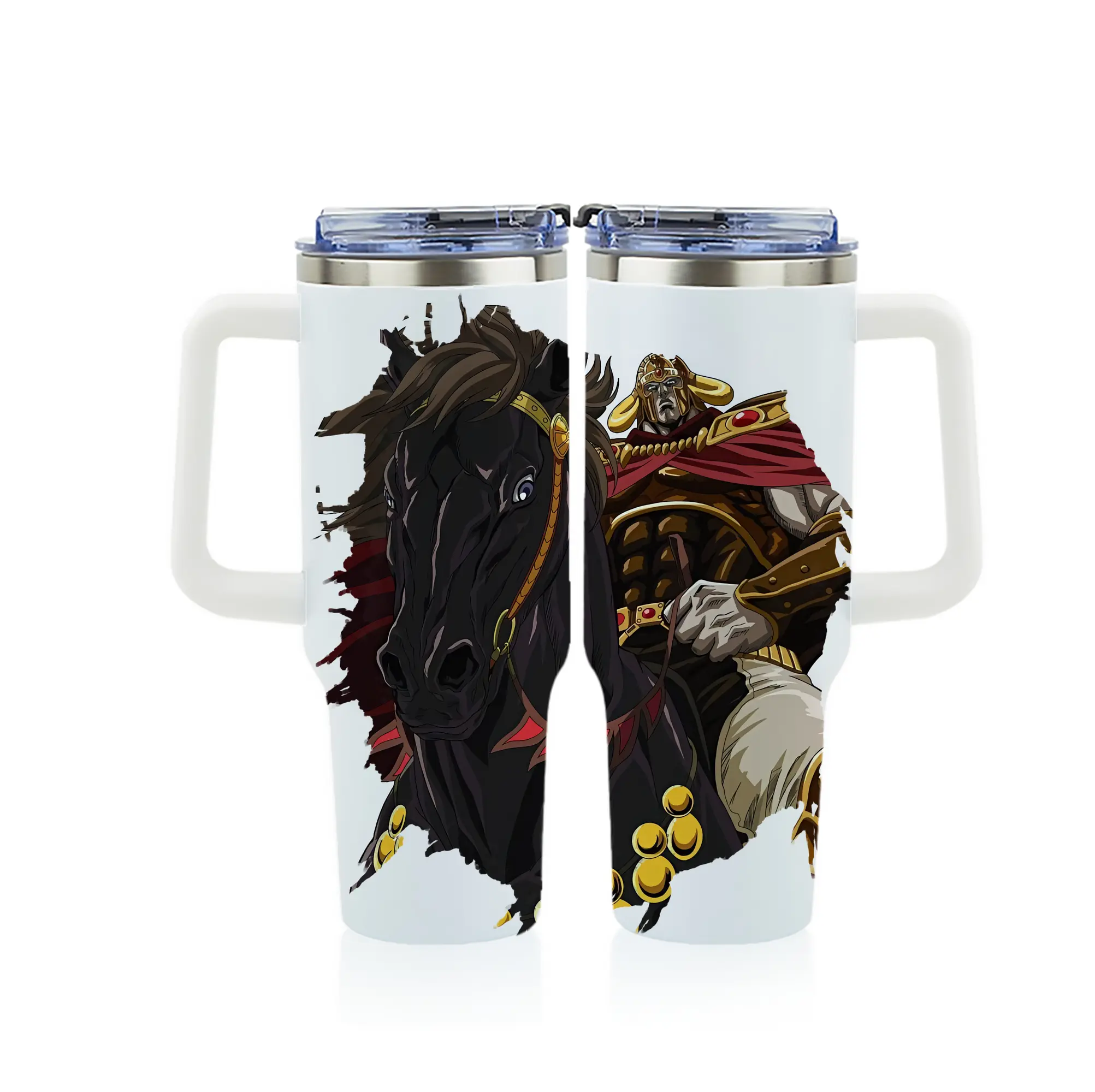 北斗の拳 グッズ,ラオウ - 1200mL フルプリント車用タンブラー ・ 304ステンレス 内側 ・ 201ステンレス 外側 ・ 保温 保冷 ・ 通勤 ドライブ アウトドア用