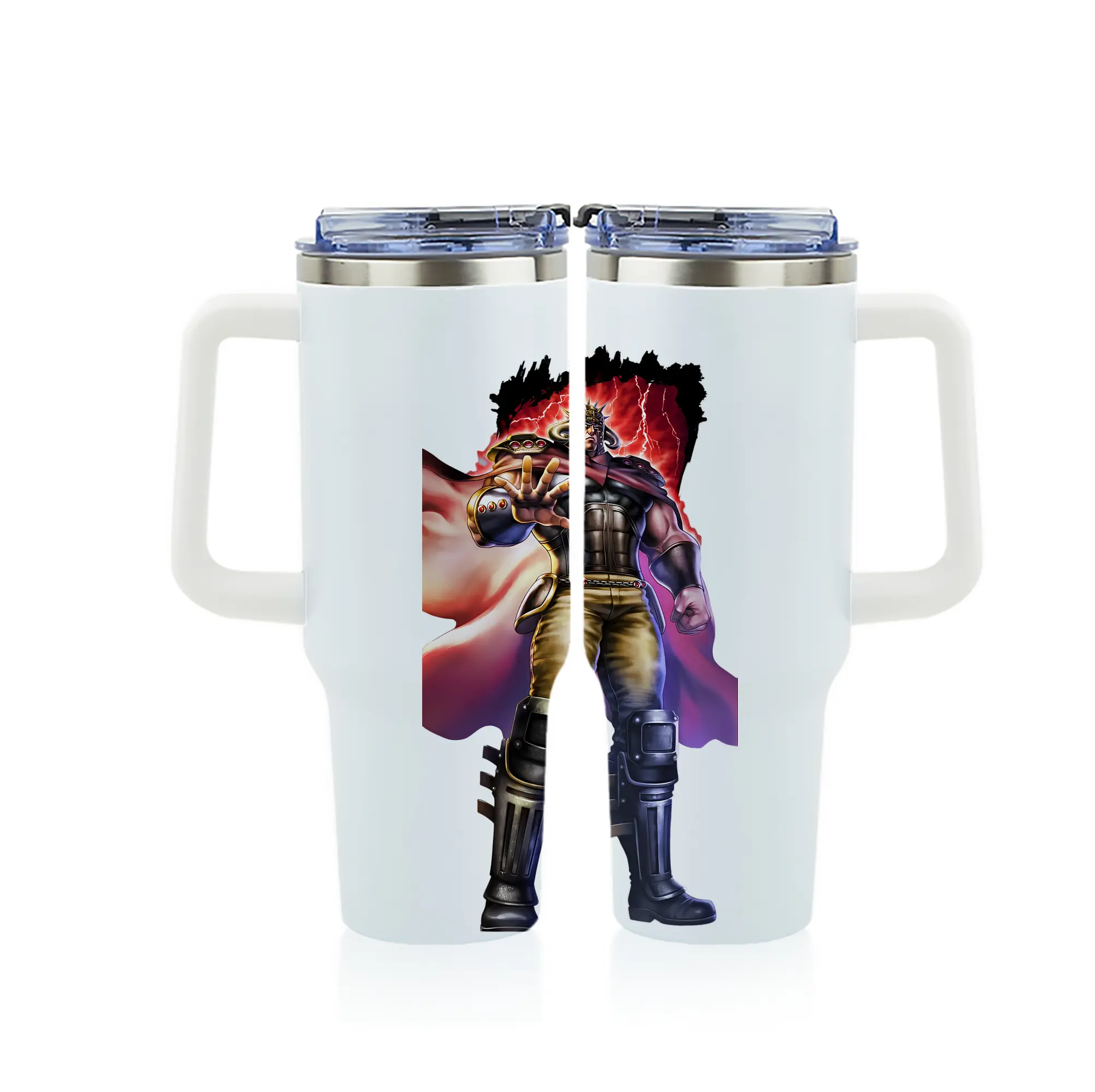 北斗の拳 グッズ,ラオウ - 1200mL フルプリント車用タンブラー ・ 304ステンレス 内側 ・ 201ステンレス 外側 ・ 保温 保冷 ・ 通勤 ドライブ アウトドア用