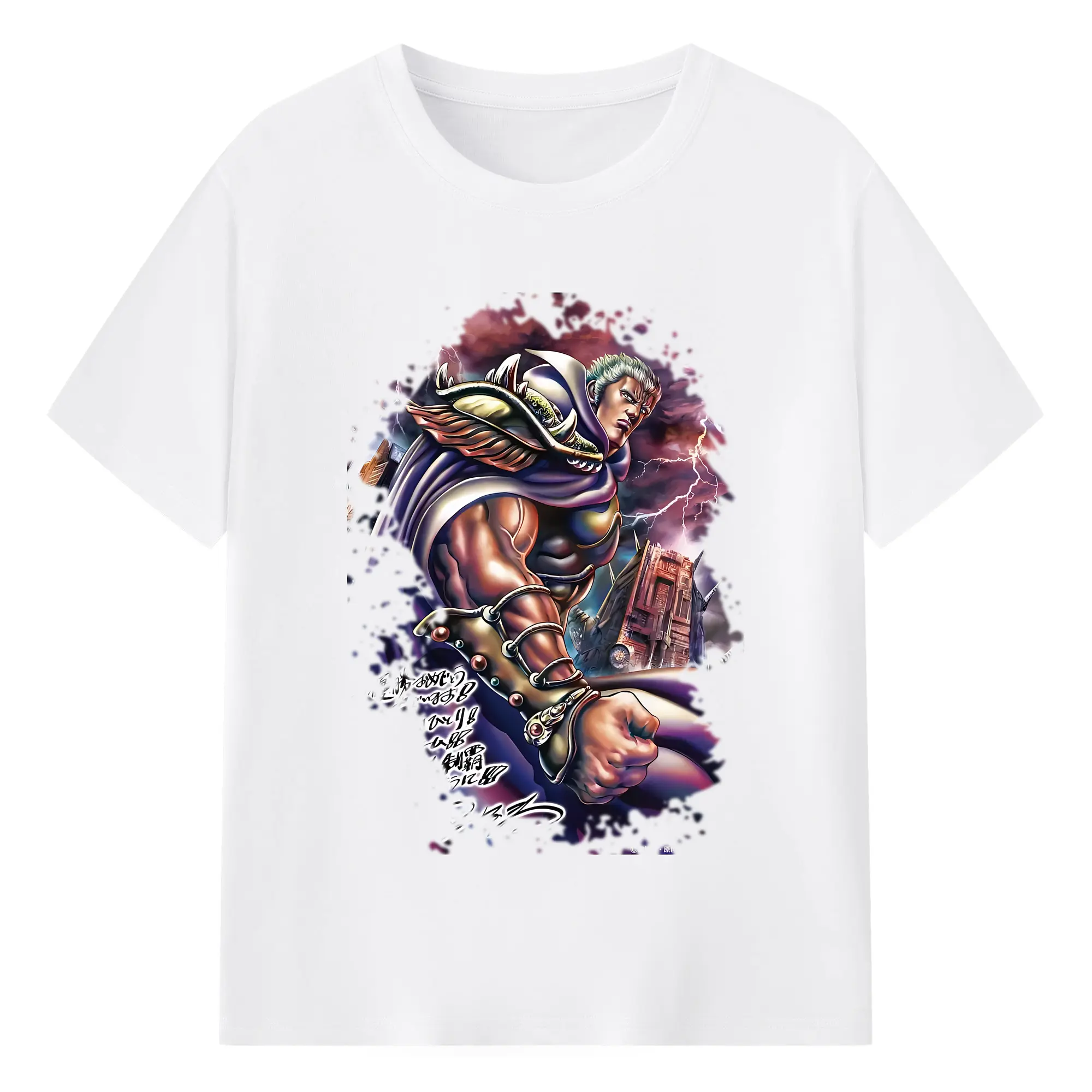 北斗の拳 グッズ,ラオウ - 綿100％ 半袖Tシャツ ・ フロントプリント ・ 快適 通気性 ・ 日常使い 散歩 スポーツ用