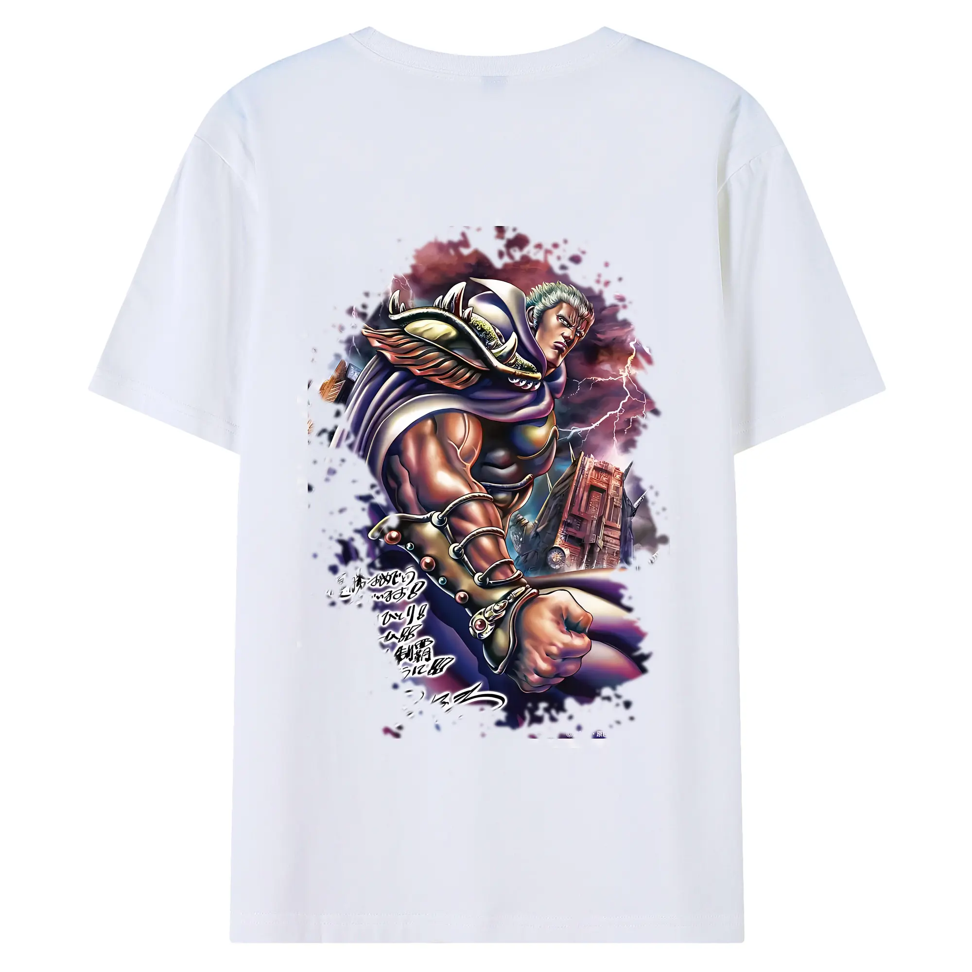 北斗の拳 グッズ,ラオウ - 綿100％ 半袖Tシャツ ・ バックプリント ・ 快適 通気性 ・ 日常使い 散歩 スポーツ用