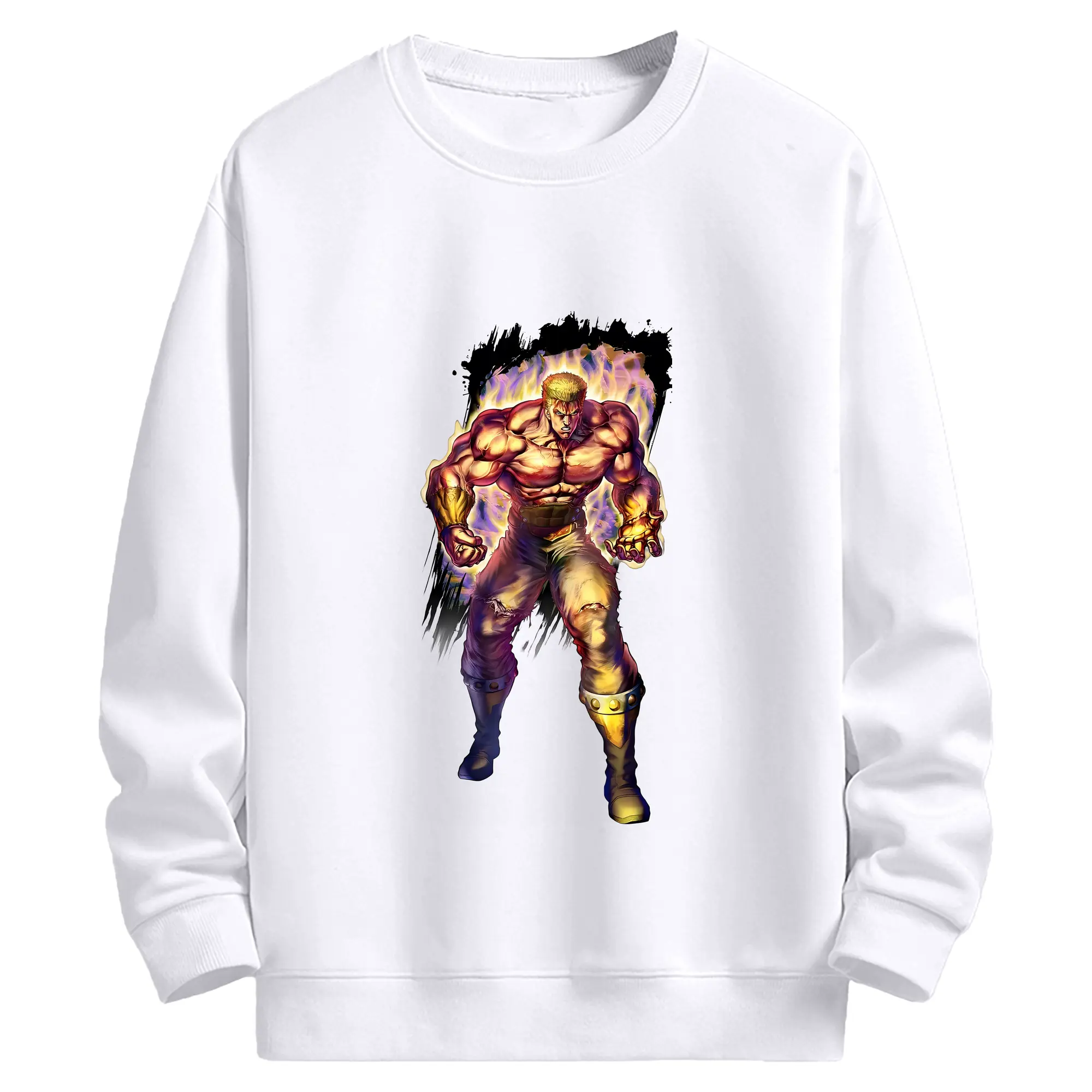 北斗の拳 グッズ,ラオウ - 高品質 クルーネック スウェット ・ コットン59％ ポリエステル41％ ・ ユニセックス 長袖 トレーナー ・ カジュアル デイリー スポーツ 散歩用