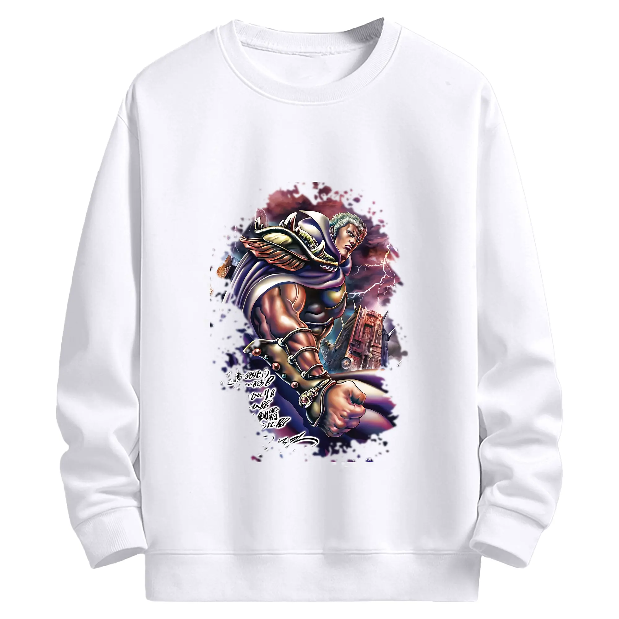 北斗の拳 グッズ,ラオウ - 高品質 クルーネック スウェット ・ コットン59％ ポリエステル41％ ・ ユニセックス 長袖 トレーナー ・ カジュアル デイリー スポーツ 散歩用