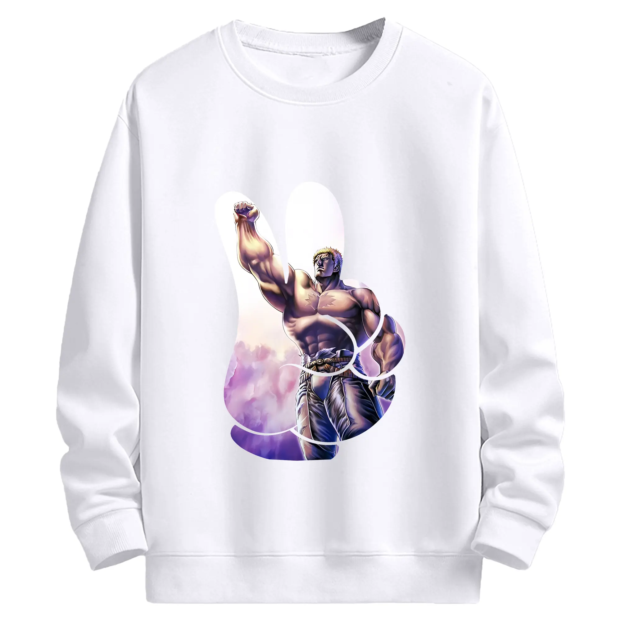 北斗の拳 グッズ,ラオウ - 高品質 クルーネック スウェット ・ コットン59％ ポリエステル41％ ・ ユニセックス 長袖 トレーナー ・ カジュアル デイリー スポーツ 散歩用