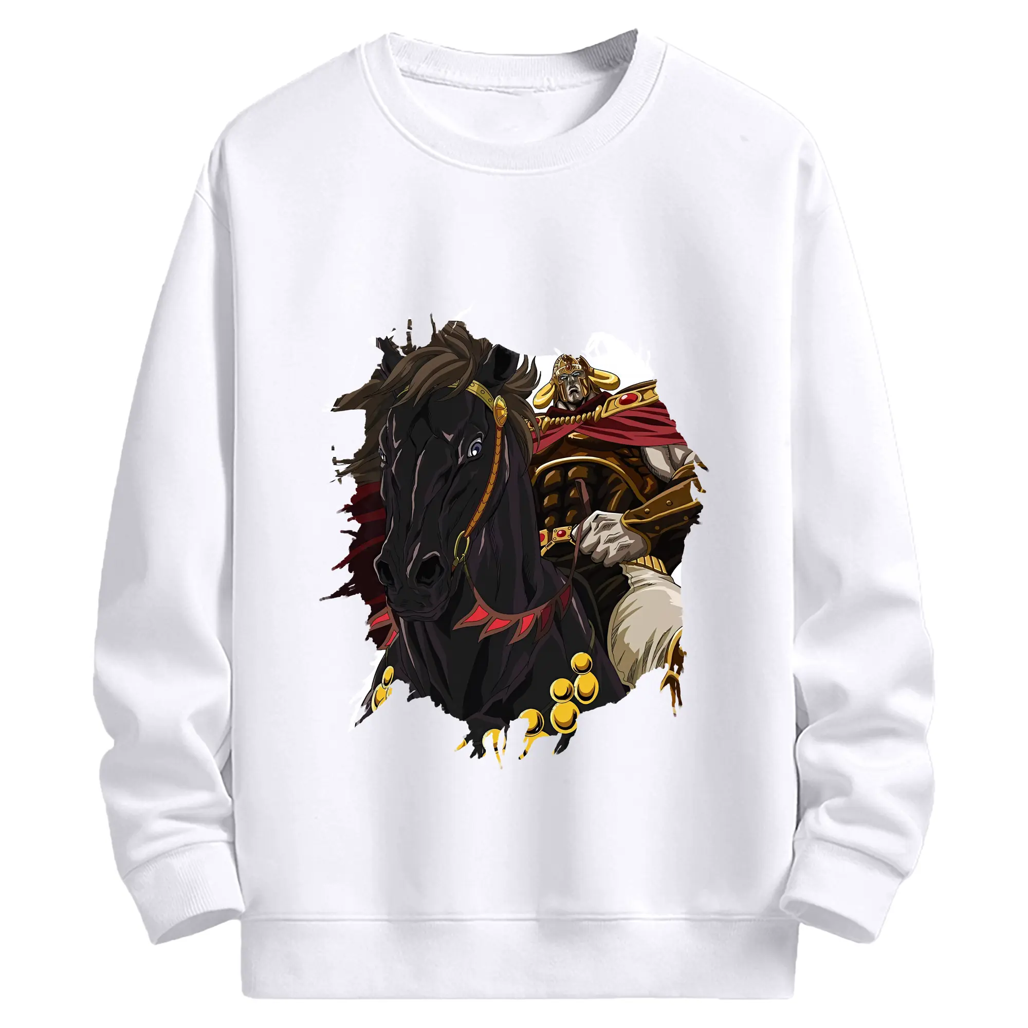 北斗の拳 グッズ,ラオウ - 高品質 クルーネック スウェット ・ コットン59％ ポリエステル41％ ・ ユニセックス 長袖 トレーナー ・ カジュアル デイリー スポーツ 散歩用