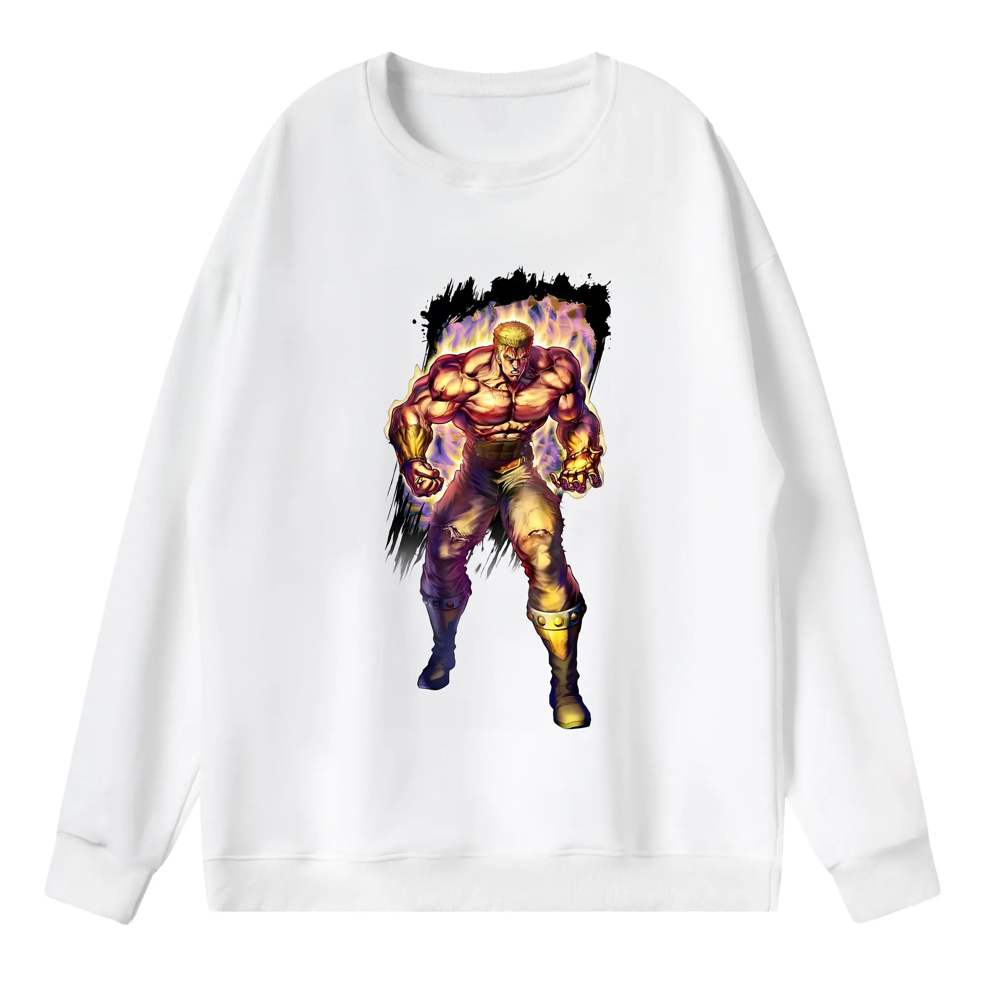 北斗の拳 グッズ,ラオウ - 薄手 クルーネック スウェット 裏毛260g · ポリエステル 春秋向け カジュアル 男女兼用 · トレーナー デイリー スポーツ 散歩に最適