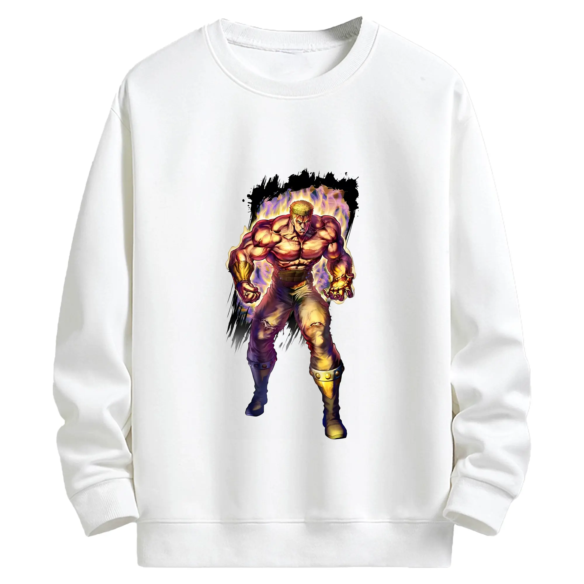 北斗の拳 グッズ,ラオウ - キッズ クルーネックスウェットシャツ ・ フロントプリント ・ 綿80％ ポリエステル20％ ・ 快適 通学 スポーツ 日常使い お散歩用