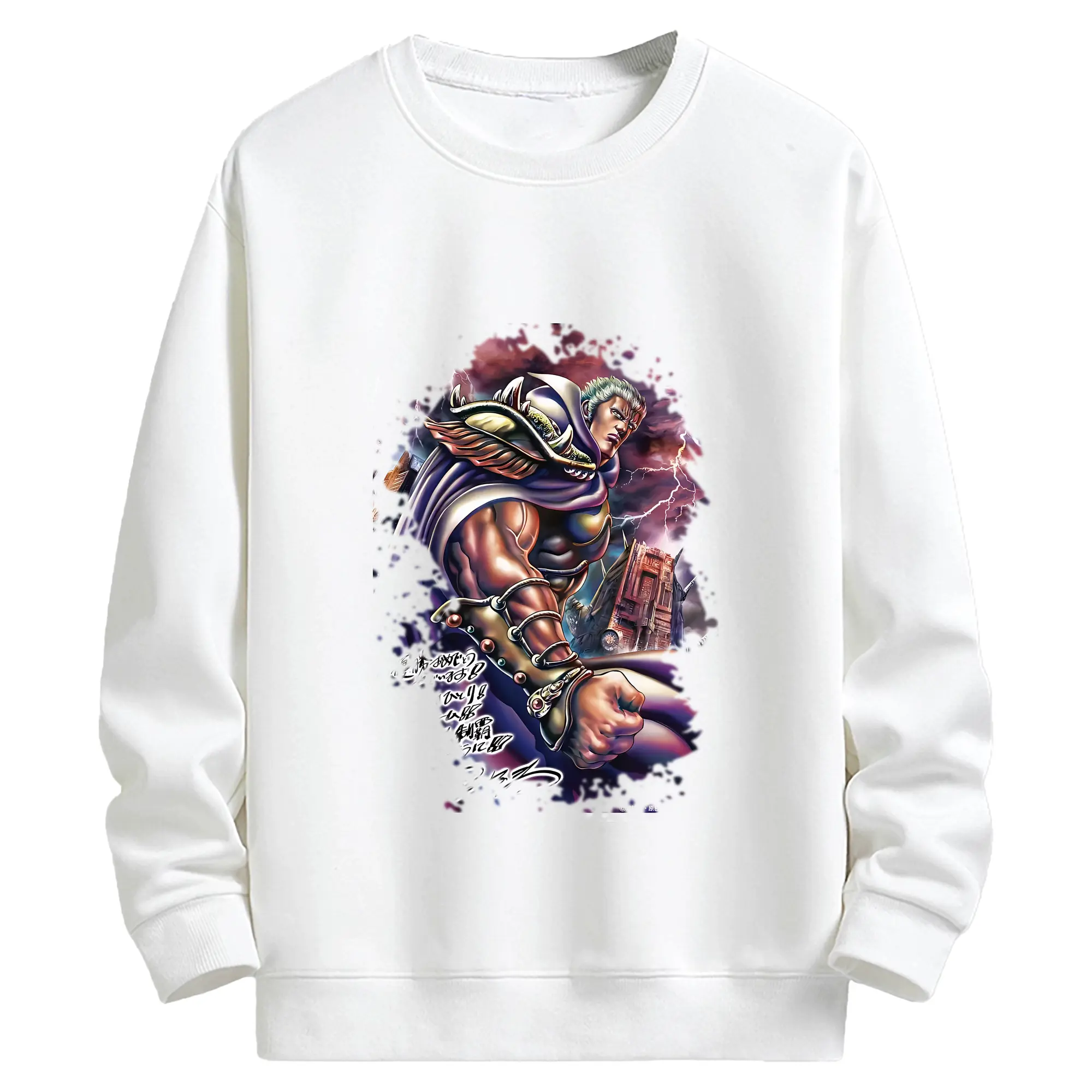 北斗の拳 グッズ,ラオウ - キッズ クルーネックスウェットシャツ ・ フロントプリント ・ 綿80％ ポリエステル20％ ・ 快適 通学 スポーツ 日常使い お散歩用