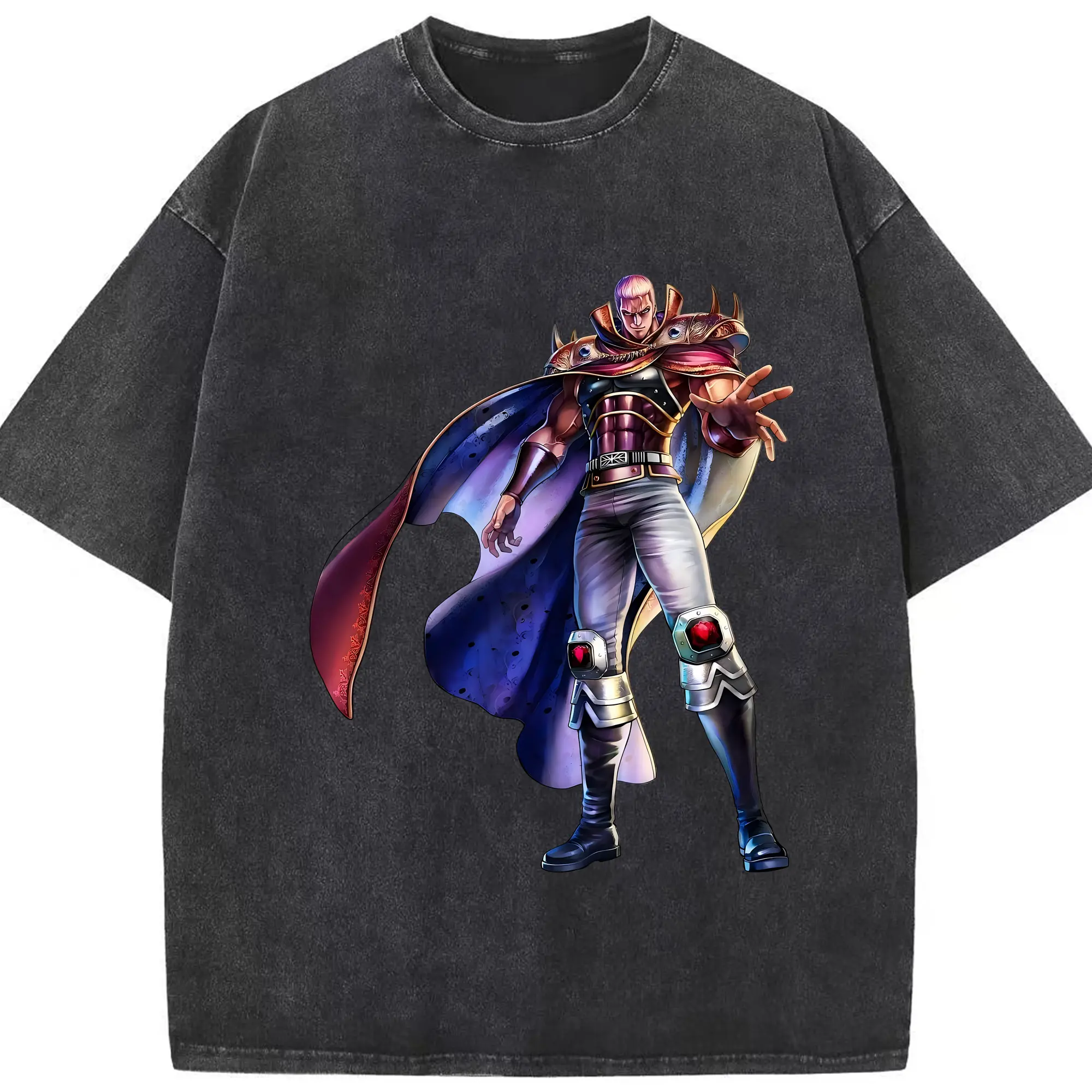 北斗の拳 グッズ,ラオウ - 綿100％ ヴィンテージ風 半袖Tシャツ ・ フロントプリント ・ 柔らか肌触り ・ 通気性 快適 ・ スポーツ カジュアル 外出用