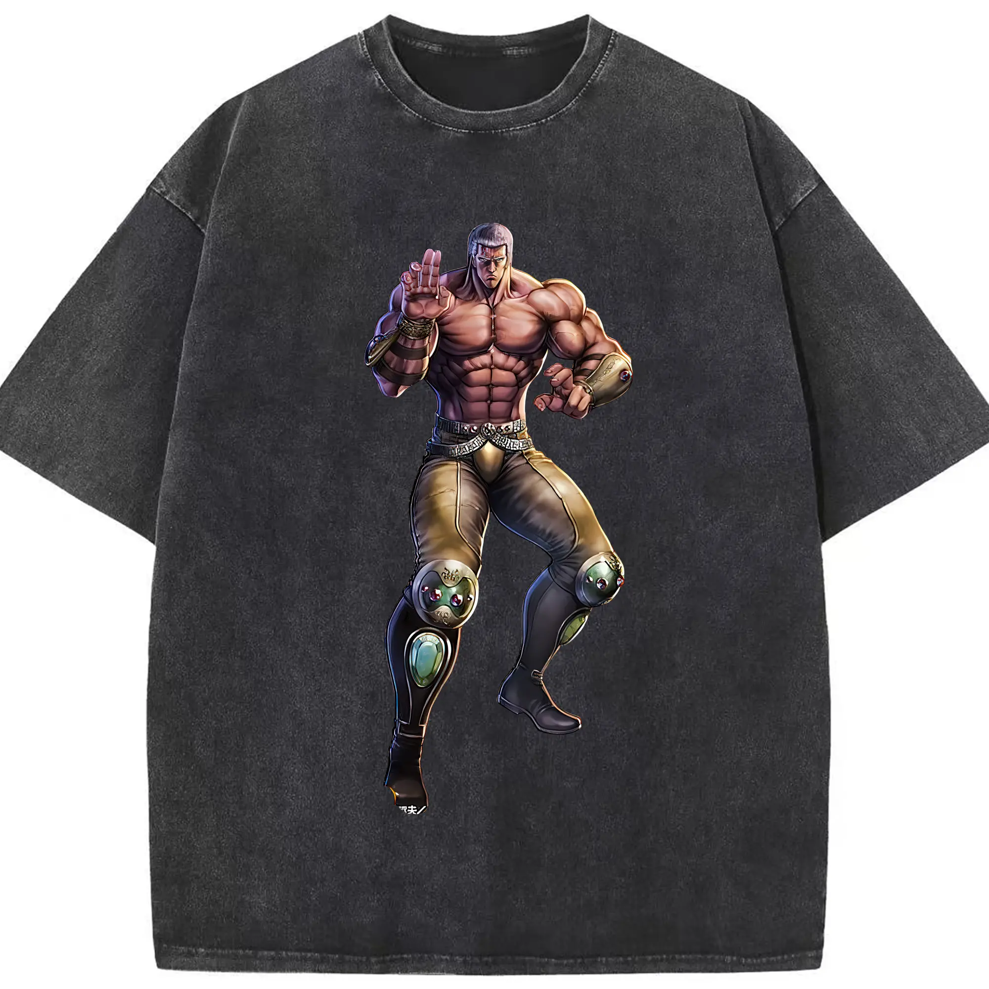 北斗の拳 グッズ,ラオウ - 綿100％ ヴィンテージ風 半袖Tシャツ ・ フロントプリント ・ 柔らか肌触り ・ 通気性 快適 ・ スポーツ カジュアル 外出用