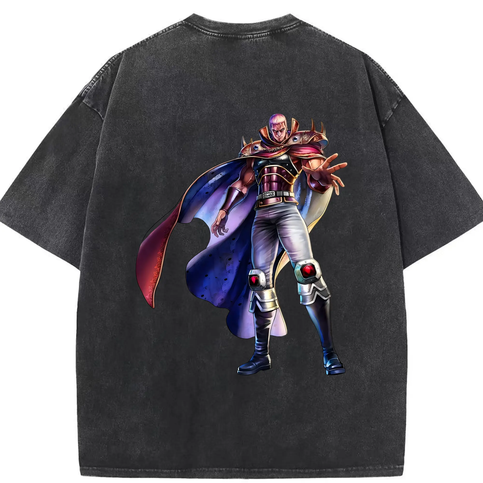 北斗の拳 グッズ,ラオウ - 綿100％ ヴィンテージ風 半袖Tシャツ ・ 背面プリント ・ 柔らか肌触り ・ 通気性 快適 ・ スポーツ カジュアル 外出用